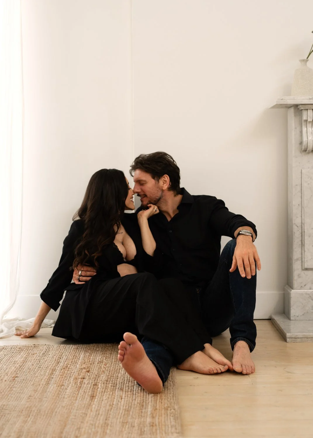 Couple Kissing During Maternity Session