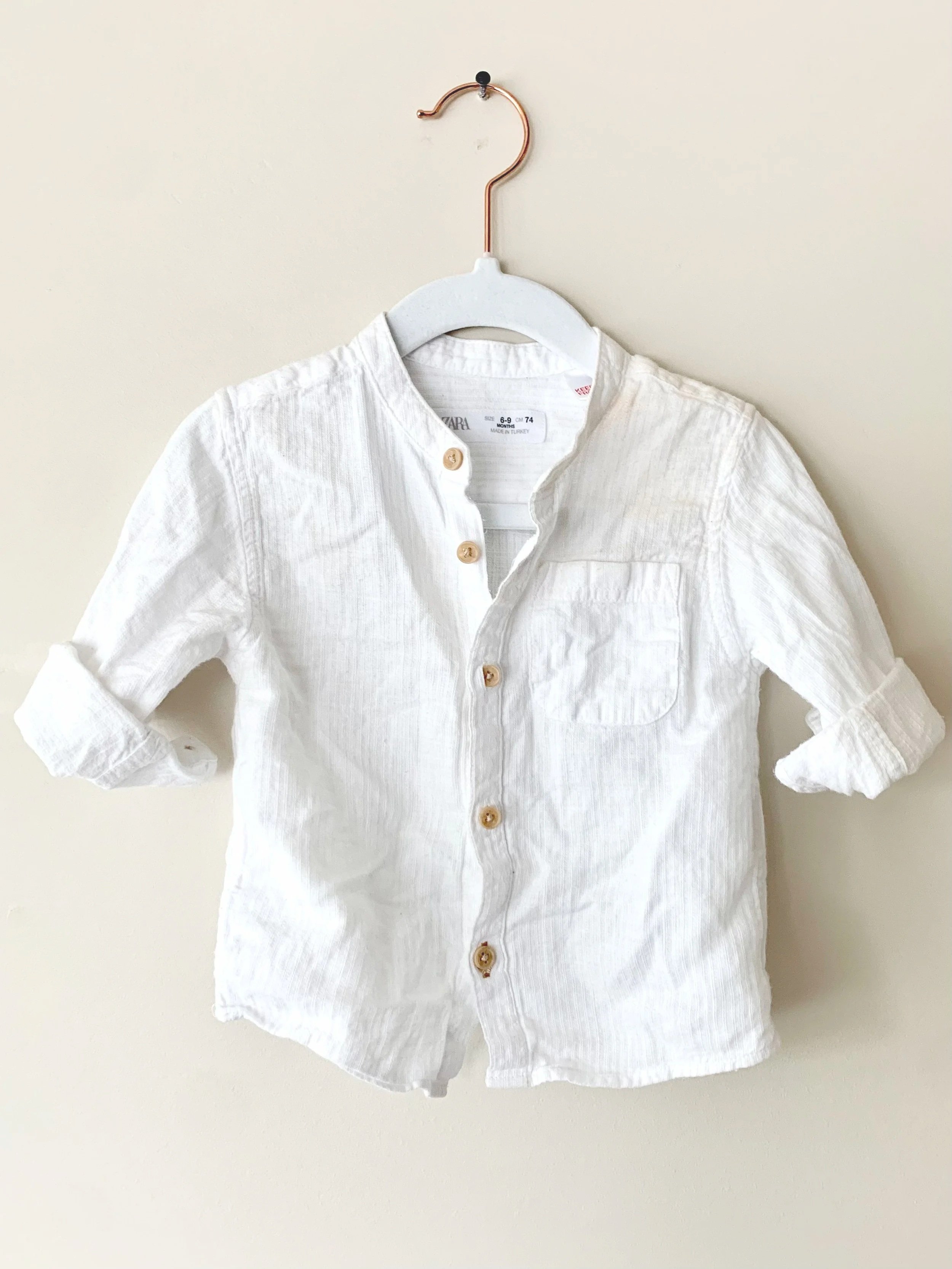 Linen Long Sleeve Button Shirt | Size: 6-9M