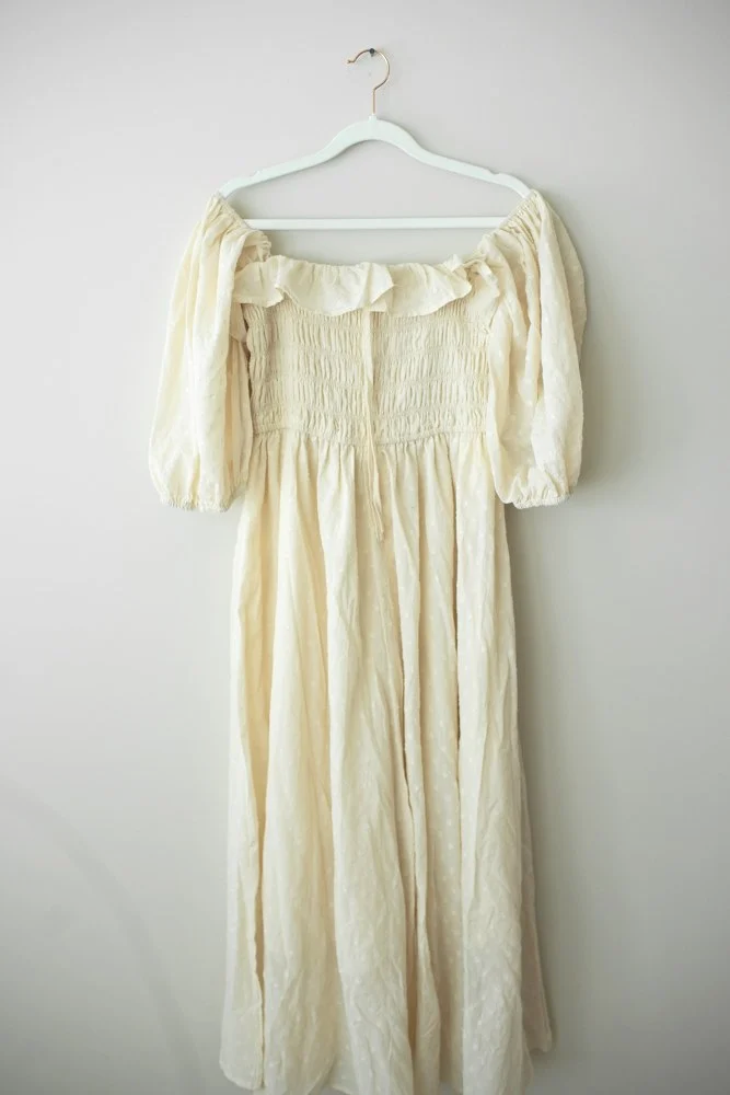 Cream Boho Ruffle Dress (also comes in brown) | Size: L