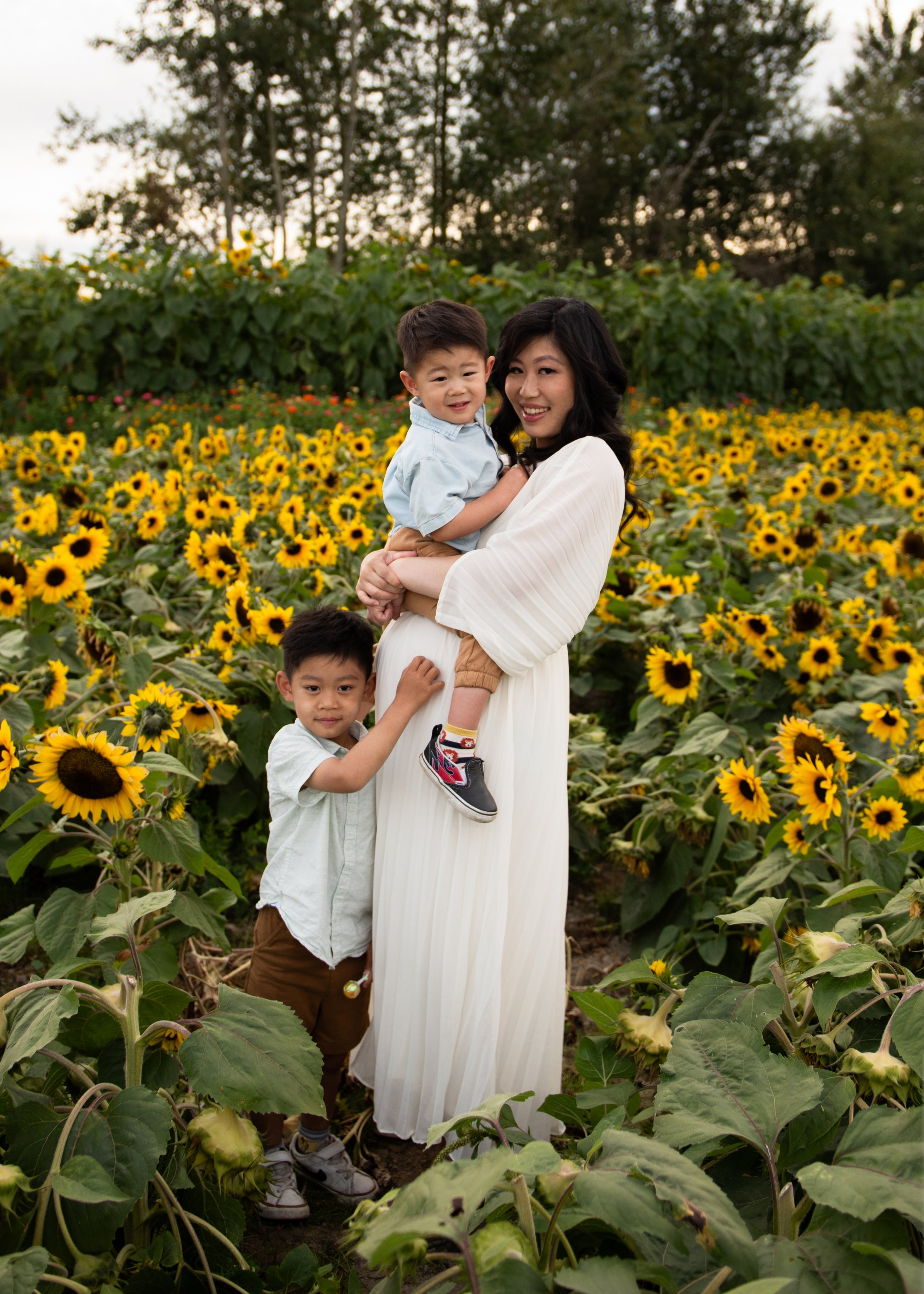 Pregnant Mom and Two Sons