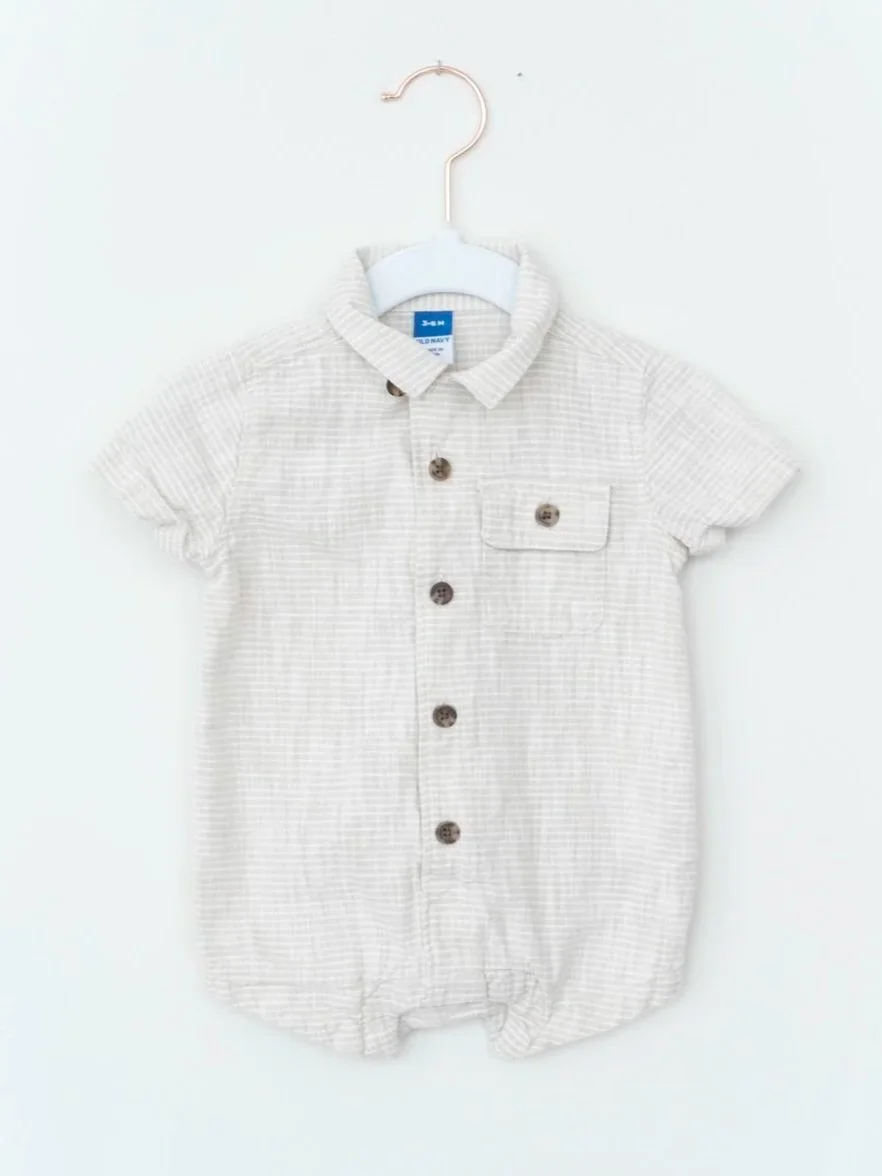 Button Shirt Romper | Size: 3-6M