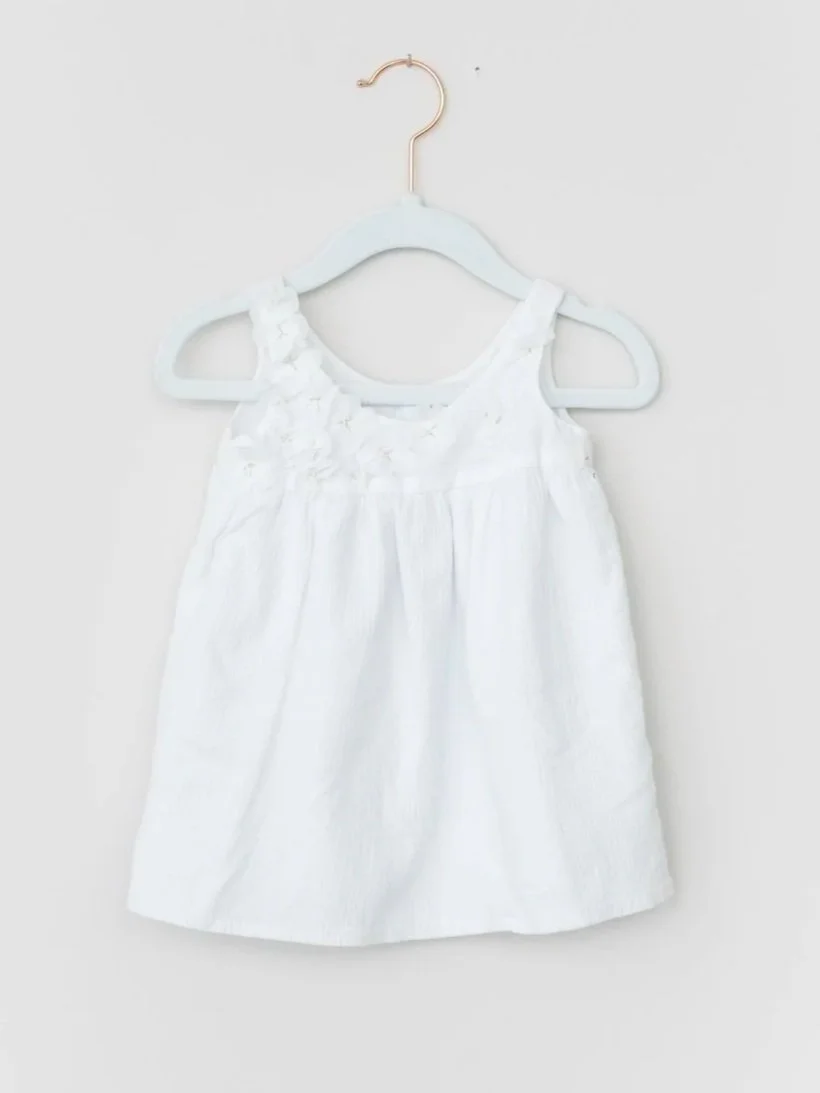 White Floral Applique Dress | Size: 6-9M