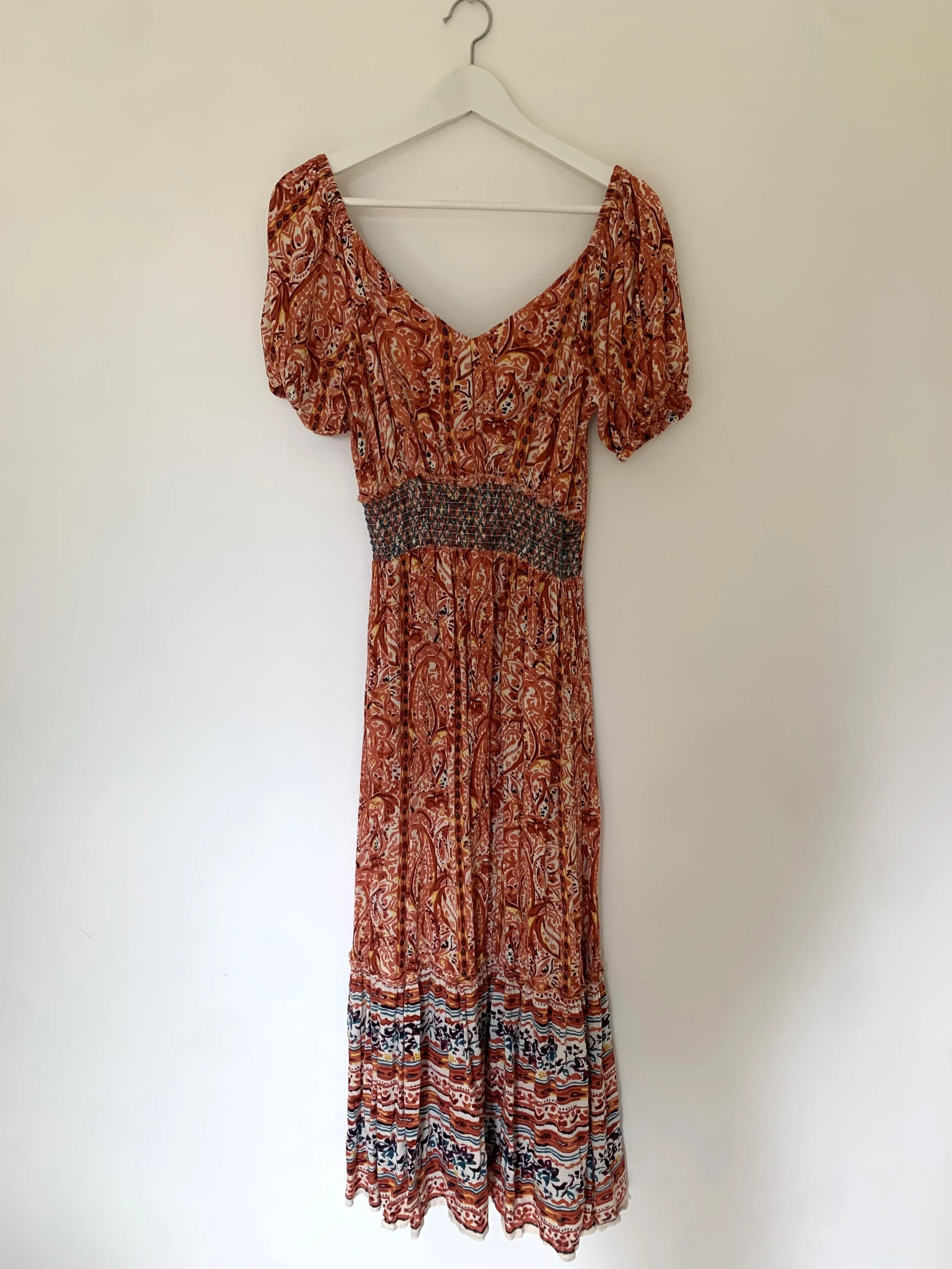 NEW - Boho Peasant Midi - Copper/Cream/Pink | Size: M/L