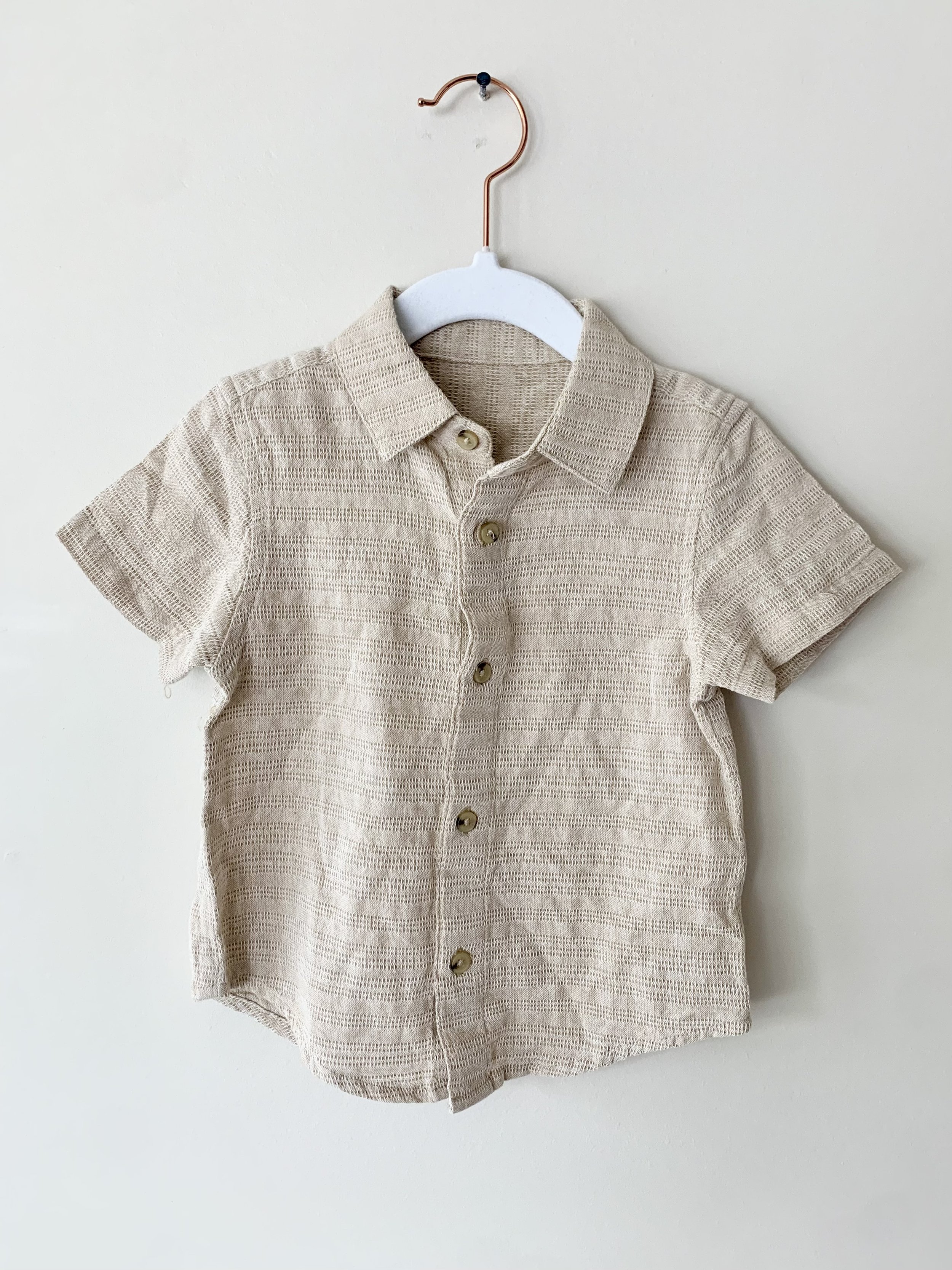 Linen Short Sleeve Button Shirt | Size: 9-12M