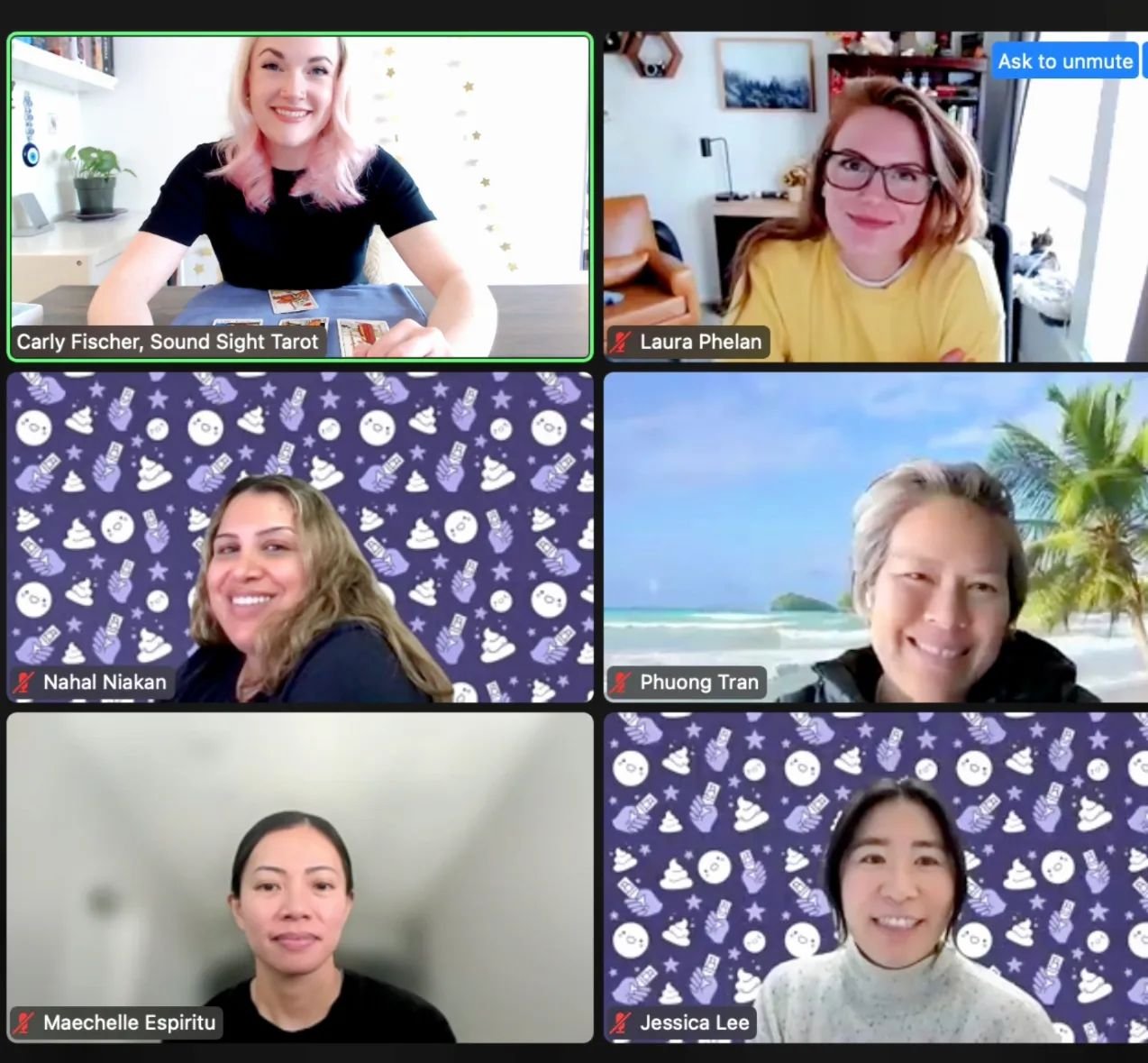 The skincare company Curology, sent a team of dermatologists and nurses for a virtual self-care tarot experience! It was a mix of team building and personal support. 

They understand that caretakers need care too. In our team reading, they asked how