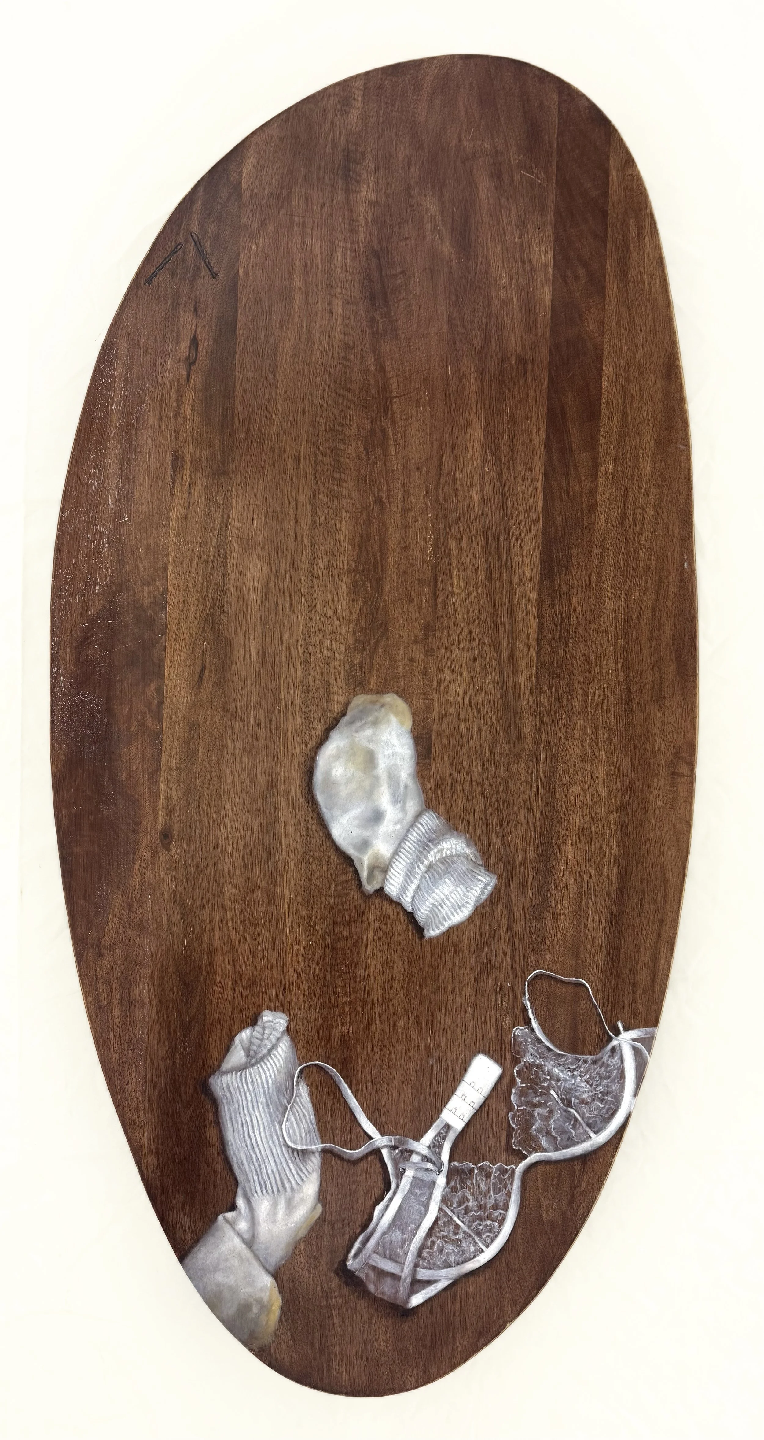 vestiges   Oil on found object (wood)   46" x 18" 2026
