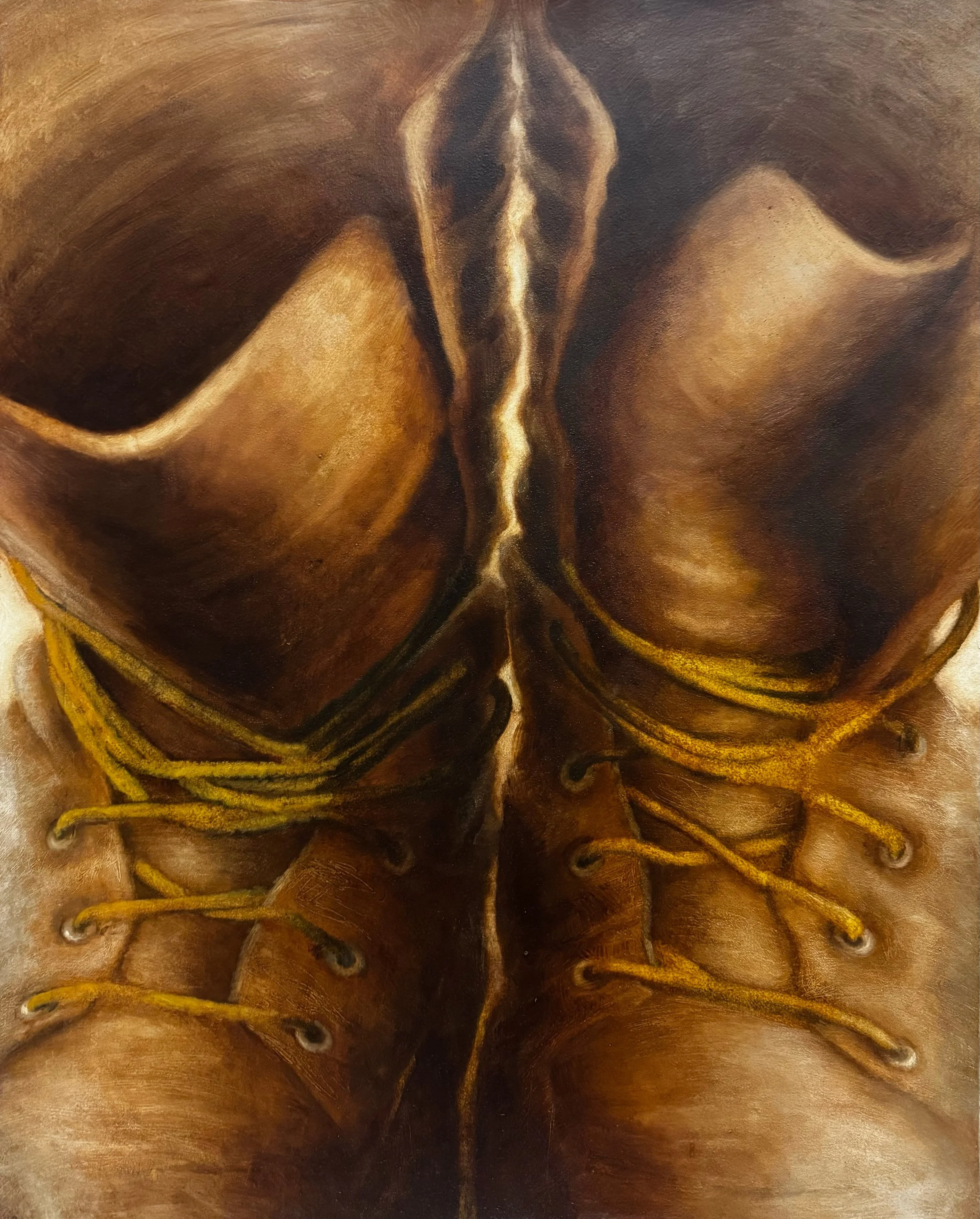 cinched   Oil on monotype on canvas   30" x 22" 2026