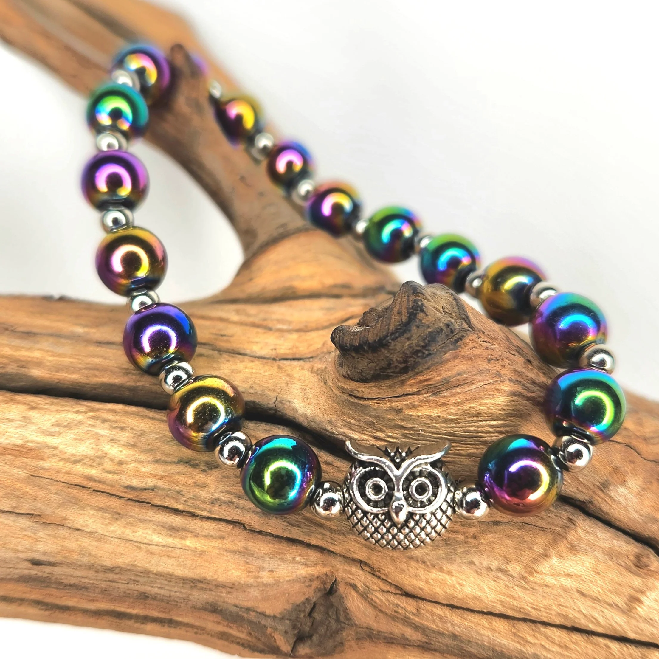 Oil-Slick Owl Bracelet