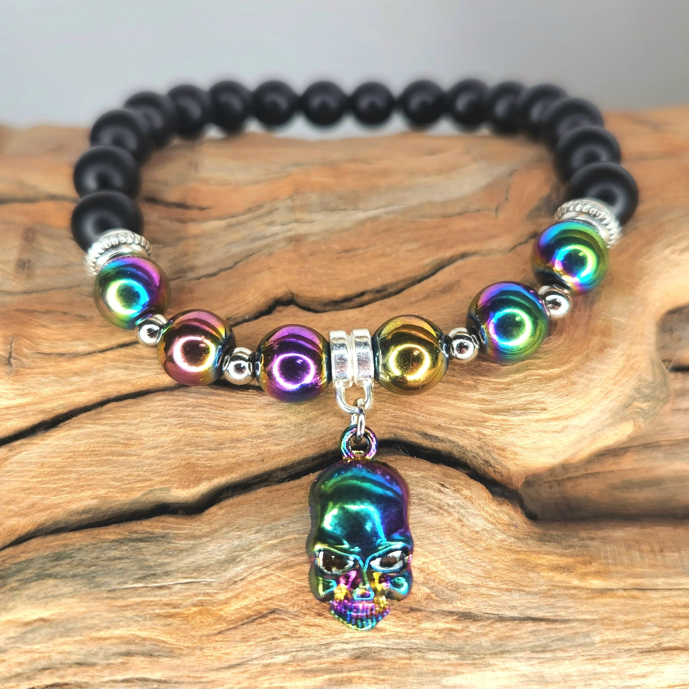 Oil-Slick Skull Bracelet