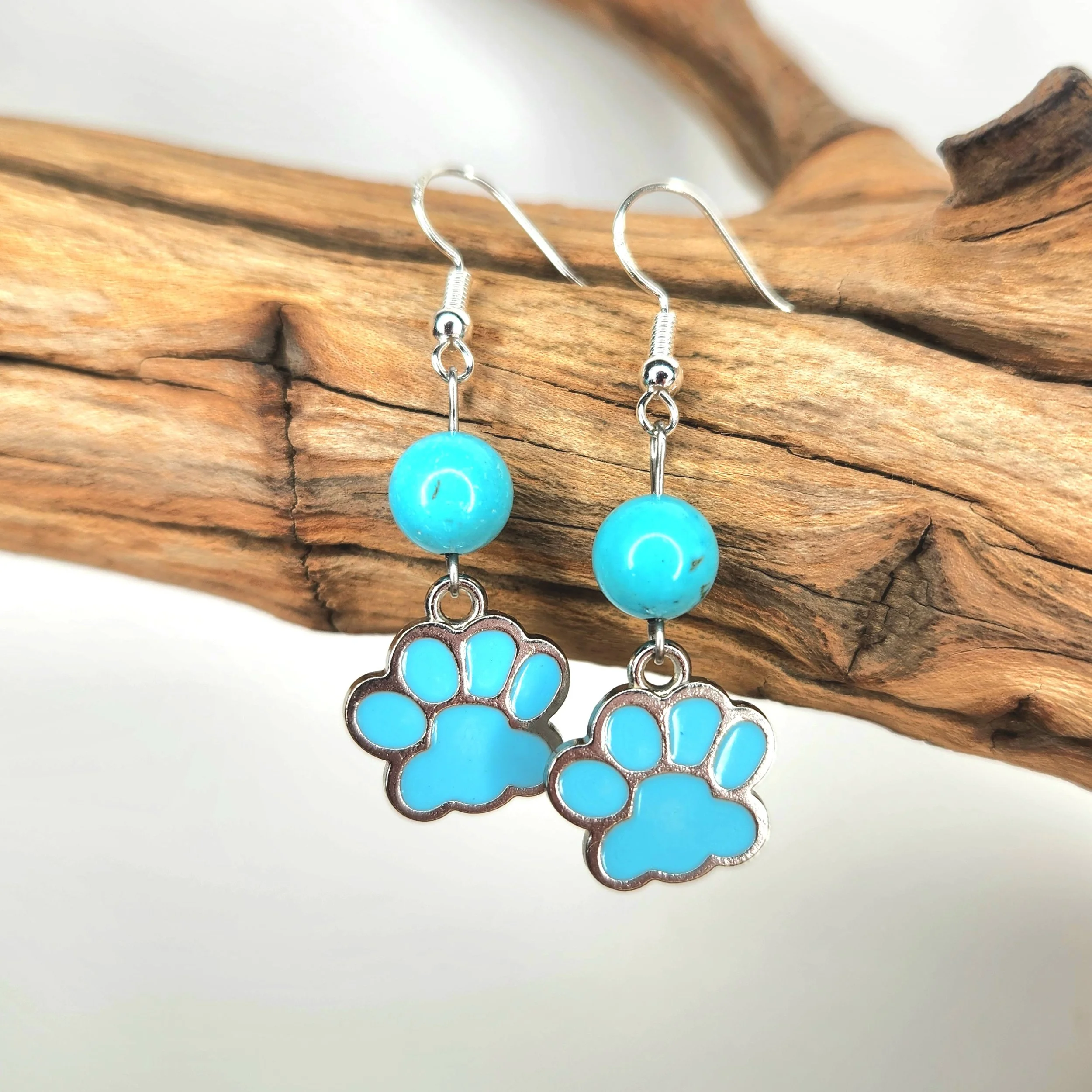 Turquoise Paw Earrings