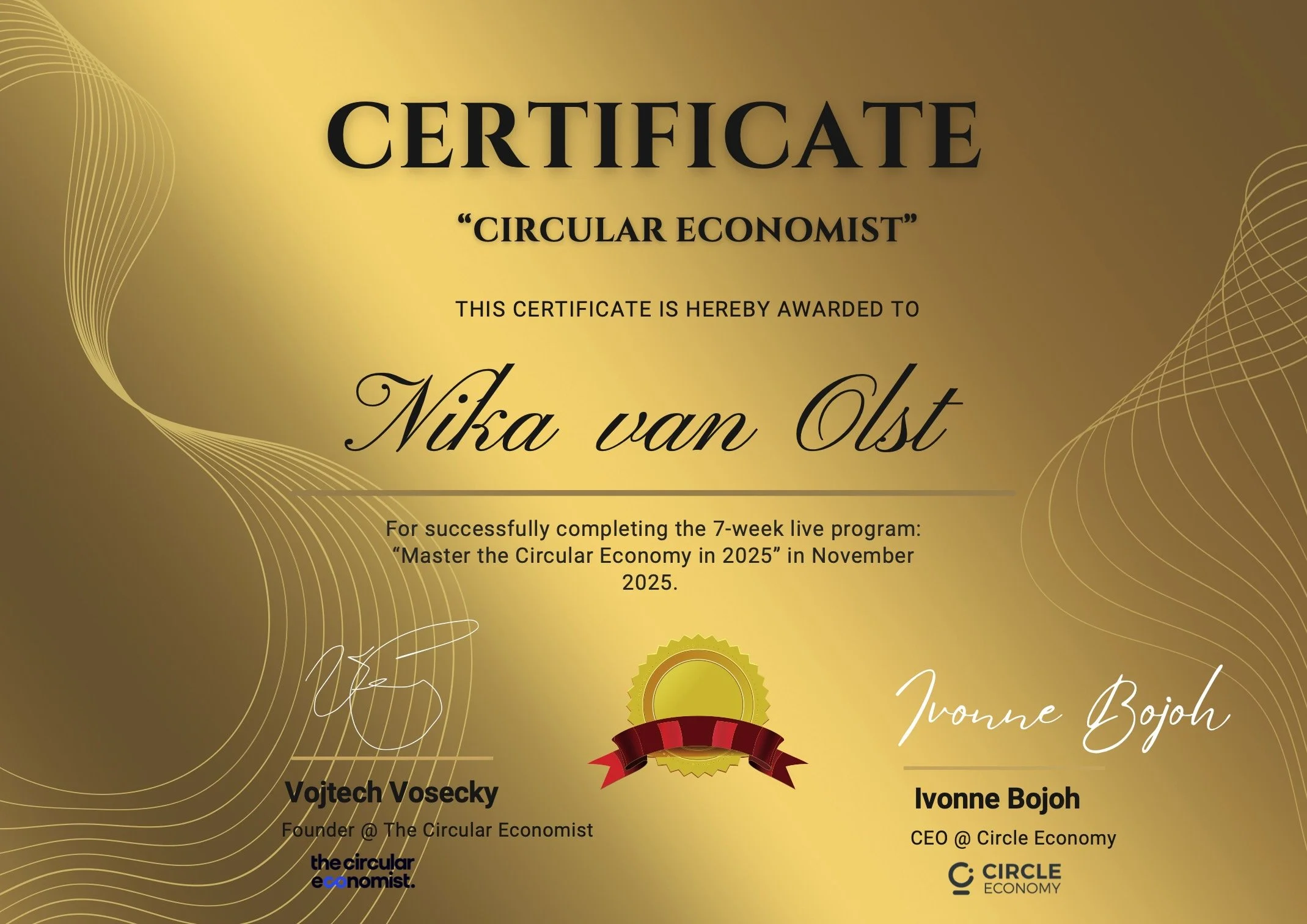 I am a certified Circular Economist