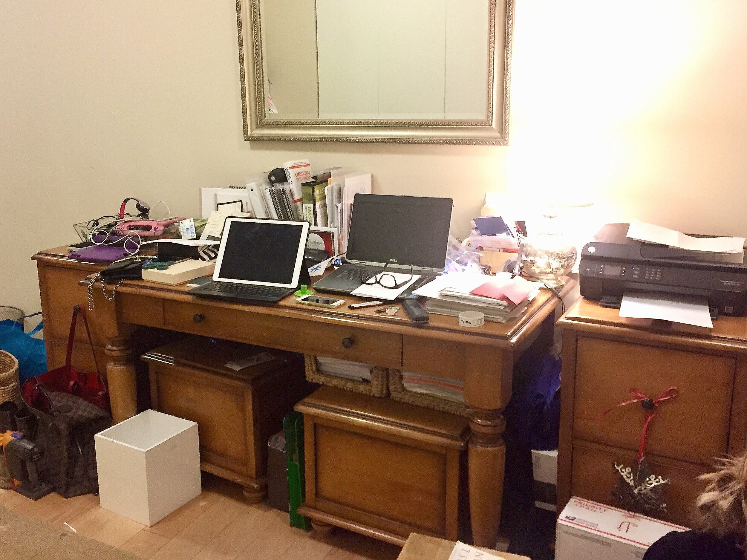 Home Office BEFORE - Dark, Crowded &amp; Unmotivating