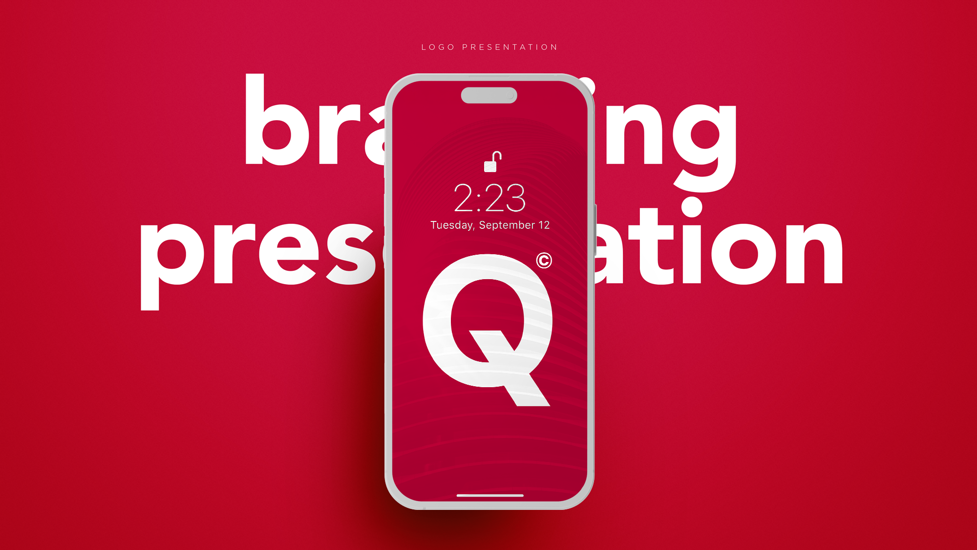 Smartphone showing the logo and brand identity for "Quince".