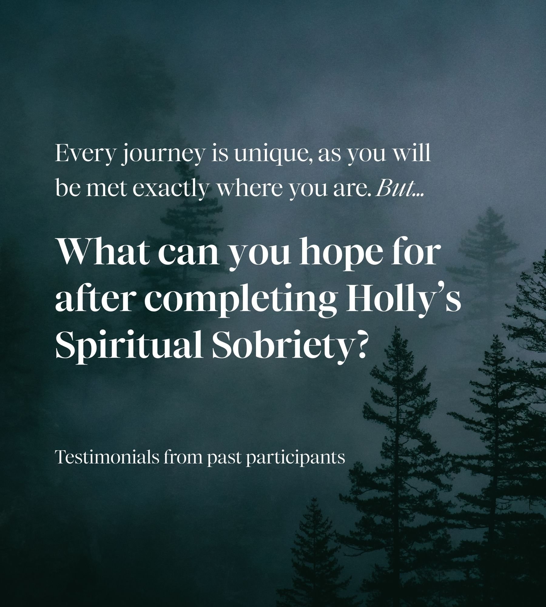 Every journey inside "Spiritual Sobriety" is unique, as you will be met exactly where you are. 🐛

But still, what can you hope for after completing Holly&rsquo;s Spiritual Sobriety?🪷

Read some testimonials from past participants.

"