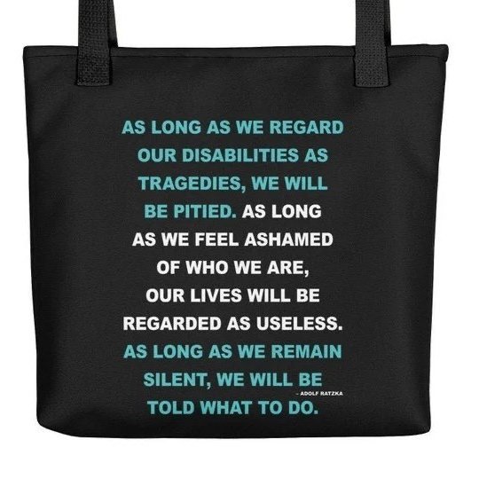 disability pride quote tote bag