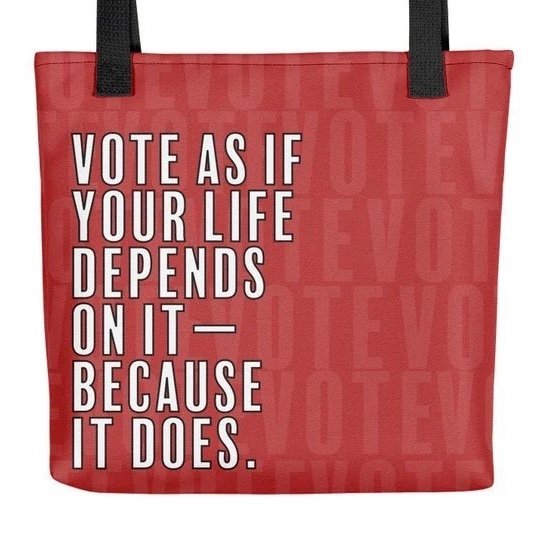 tote bag with voting quote