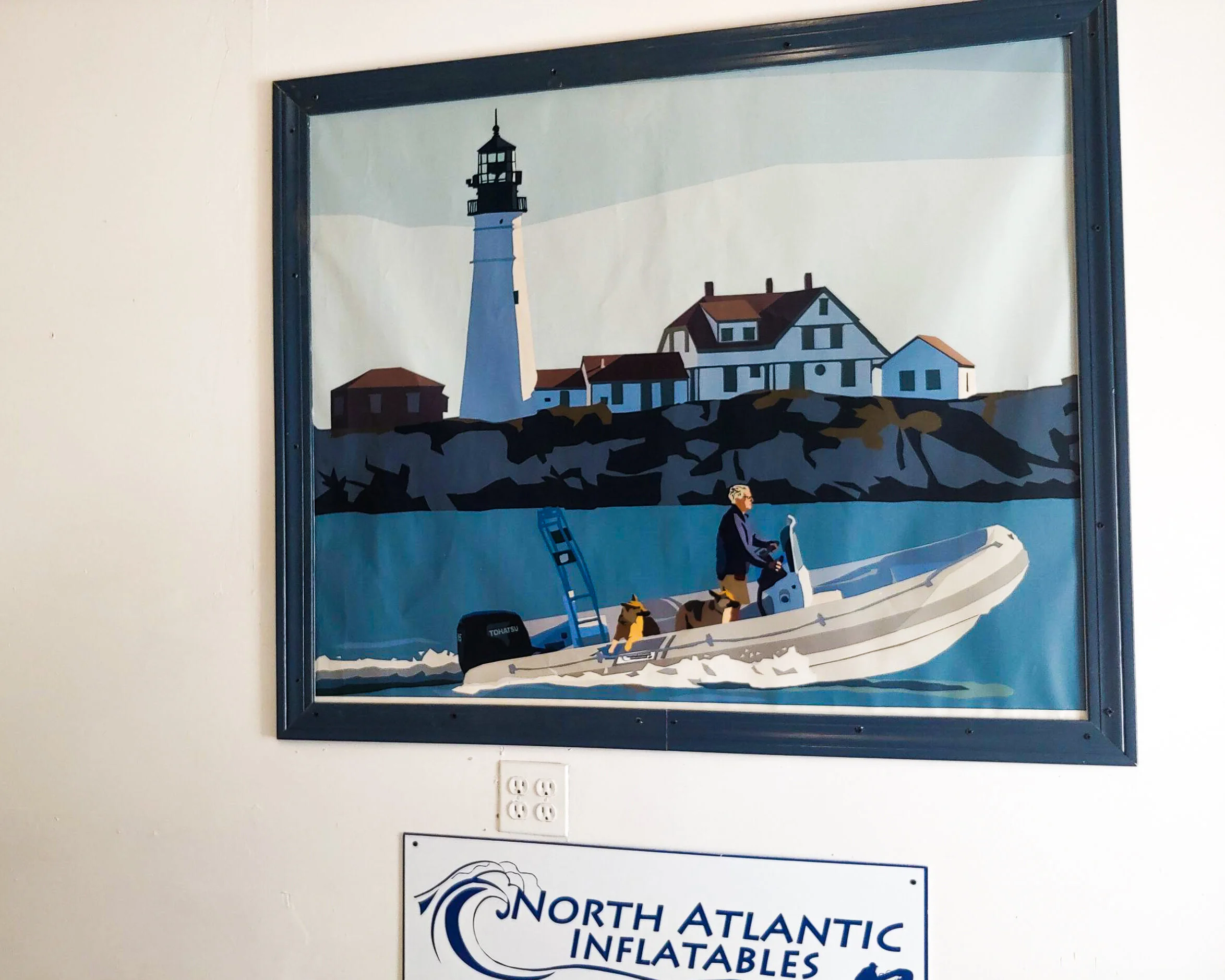 Large scale print on canvas, framed in North Atlantic's showroom