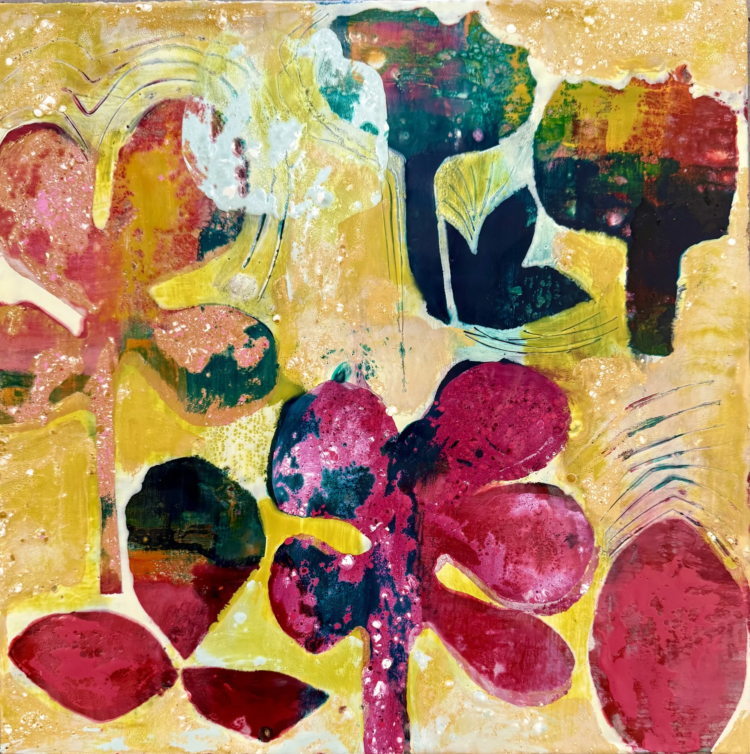 Arctic-Alpine Disjuncts II
Encaustic and oil on cradle panel
16" x 16" x 1 1/2"  
$750