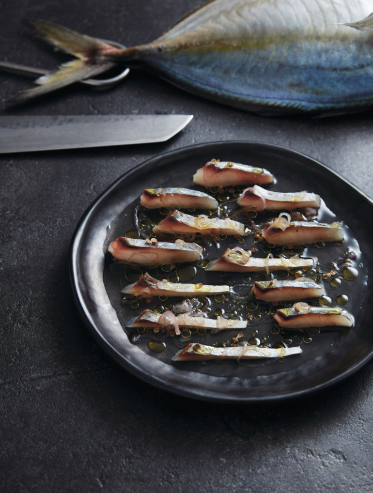 Marinated silver trevally with lemon verjuice