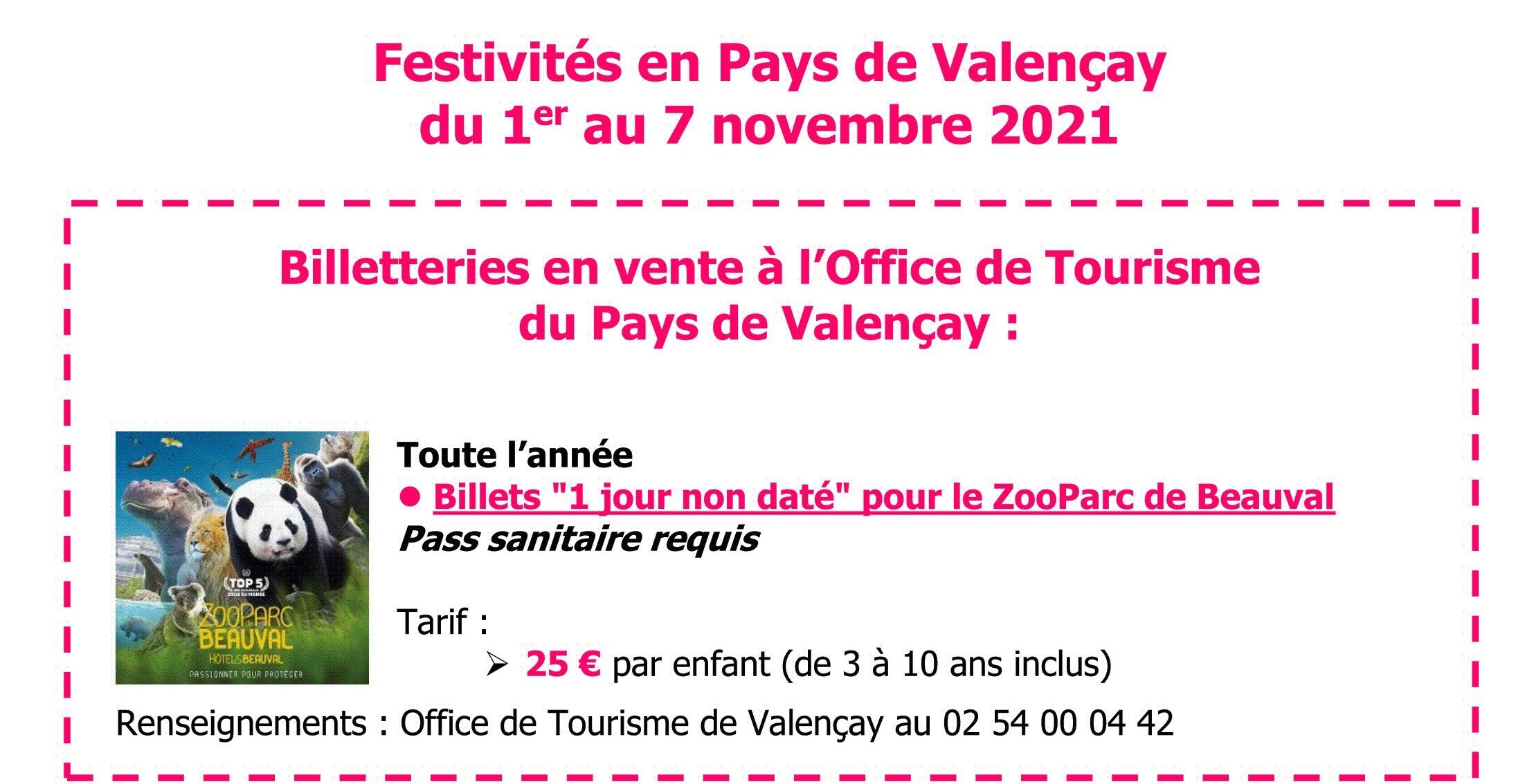 Festivités en pays de Valençay à compter du 01 novembre 2021
