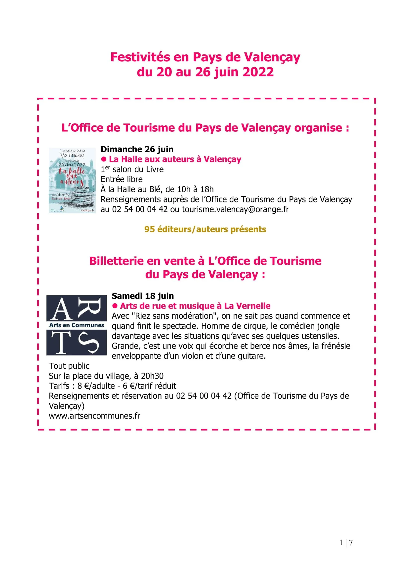 Festivités en pays de Valençay à compter du 20 juin 2022