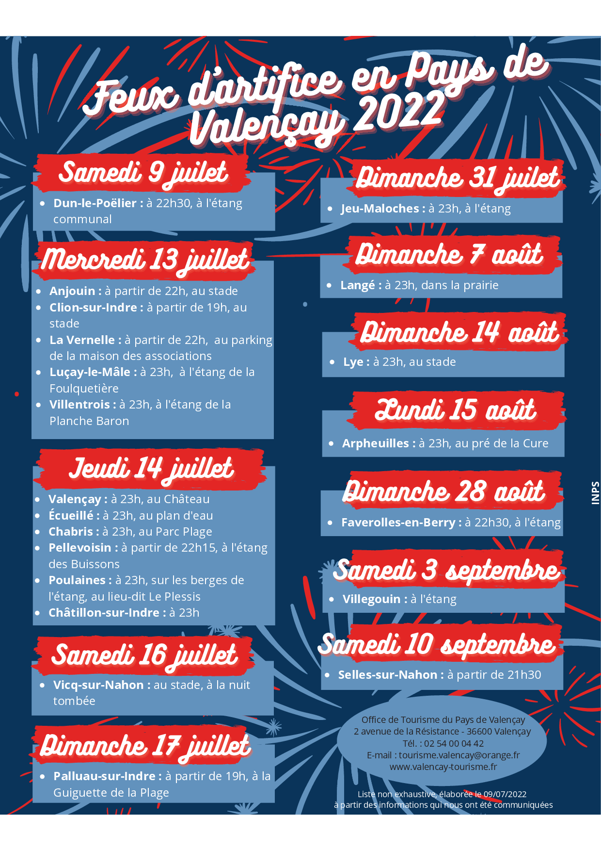 Feux d'artifices en pays de Valençay 2022