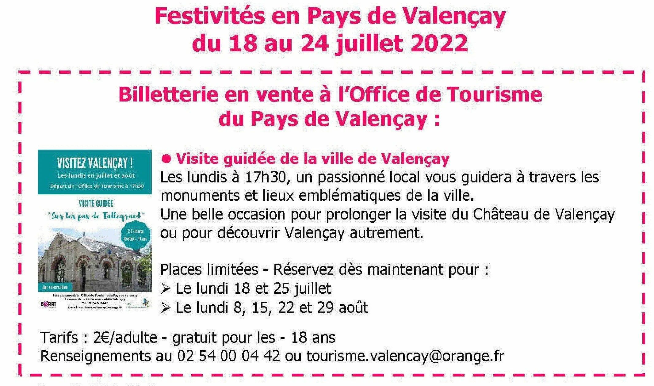 Festivités en Pays de Valençay  du 18 au 24 juillet 2022