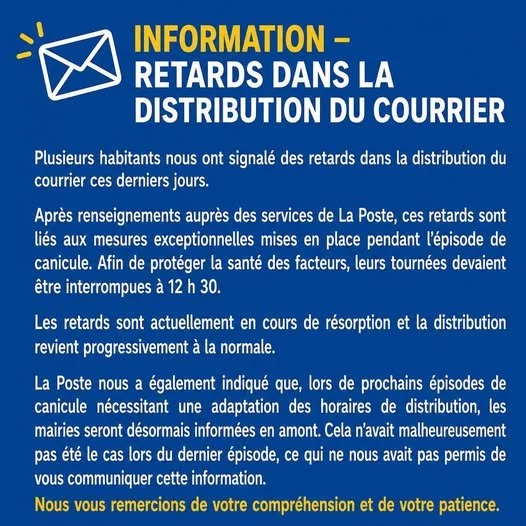 Retards dans la distribution du courrier