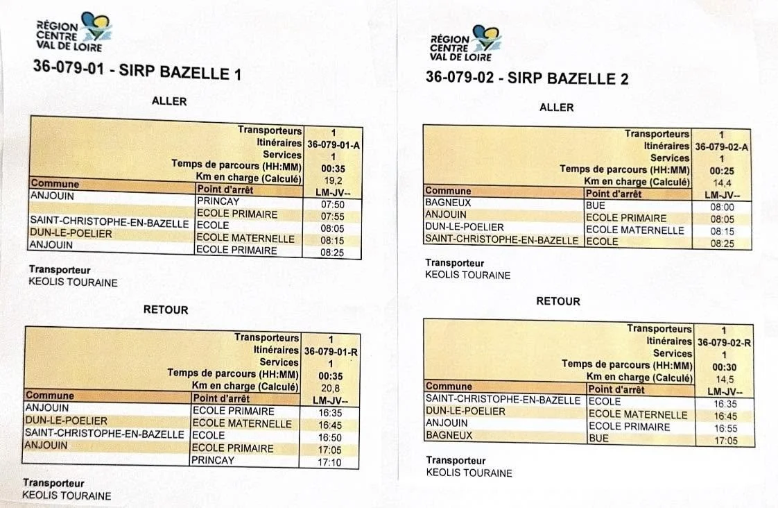 HORAIRES DES TRANSPORTS SCOLAIRES 