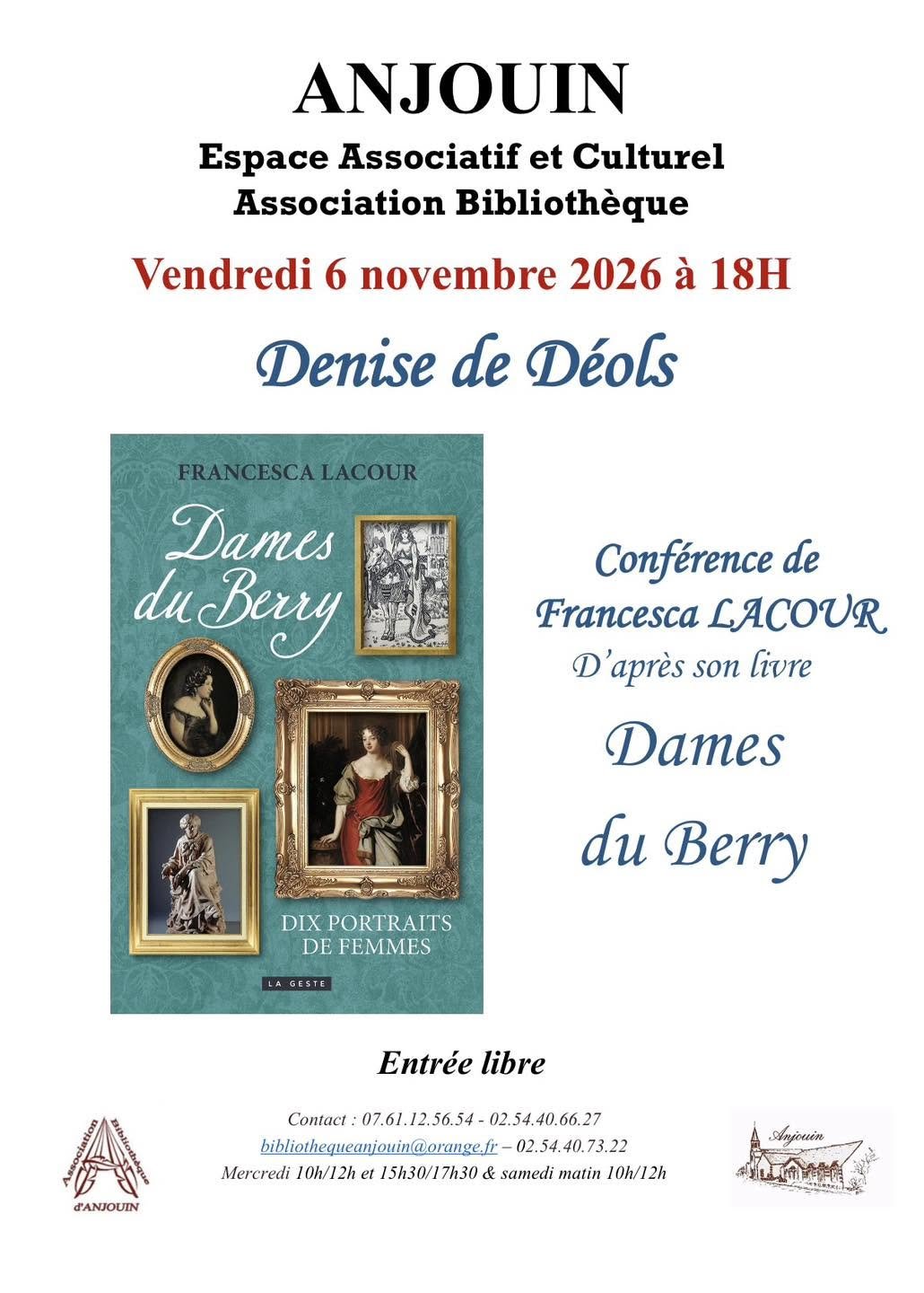 Conférence à Anjouin : "Dames du Berry"
