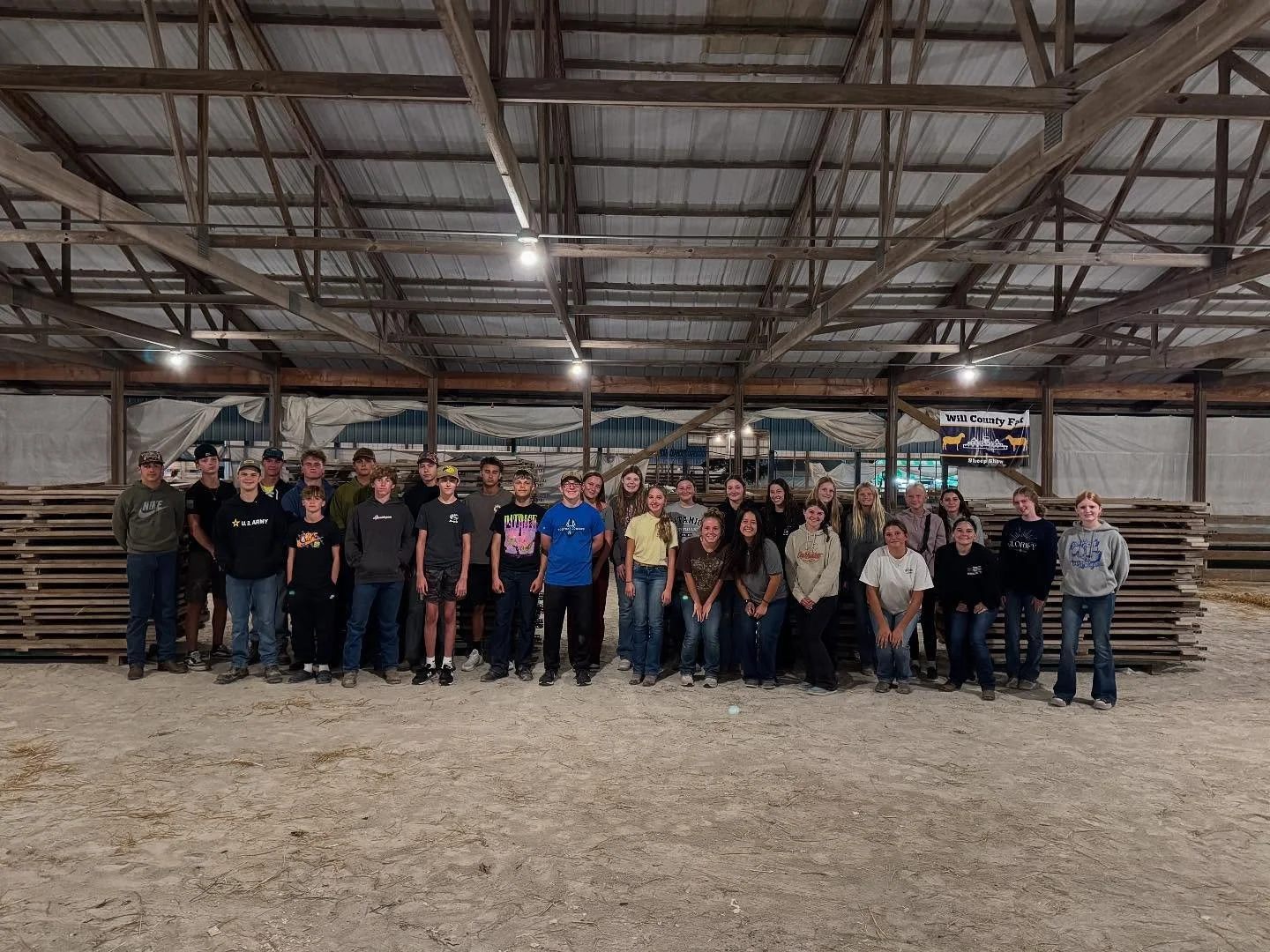 To conclude the Will County Fair 42 FFA members (new record) came to help take down the Sheep and Poultry Barns! Many hands make light work and these members proved that tonight!