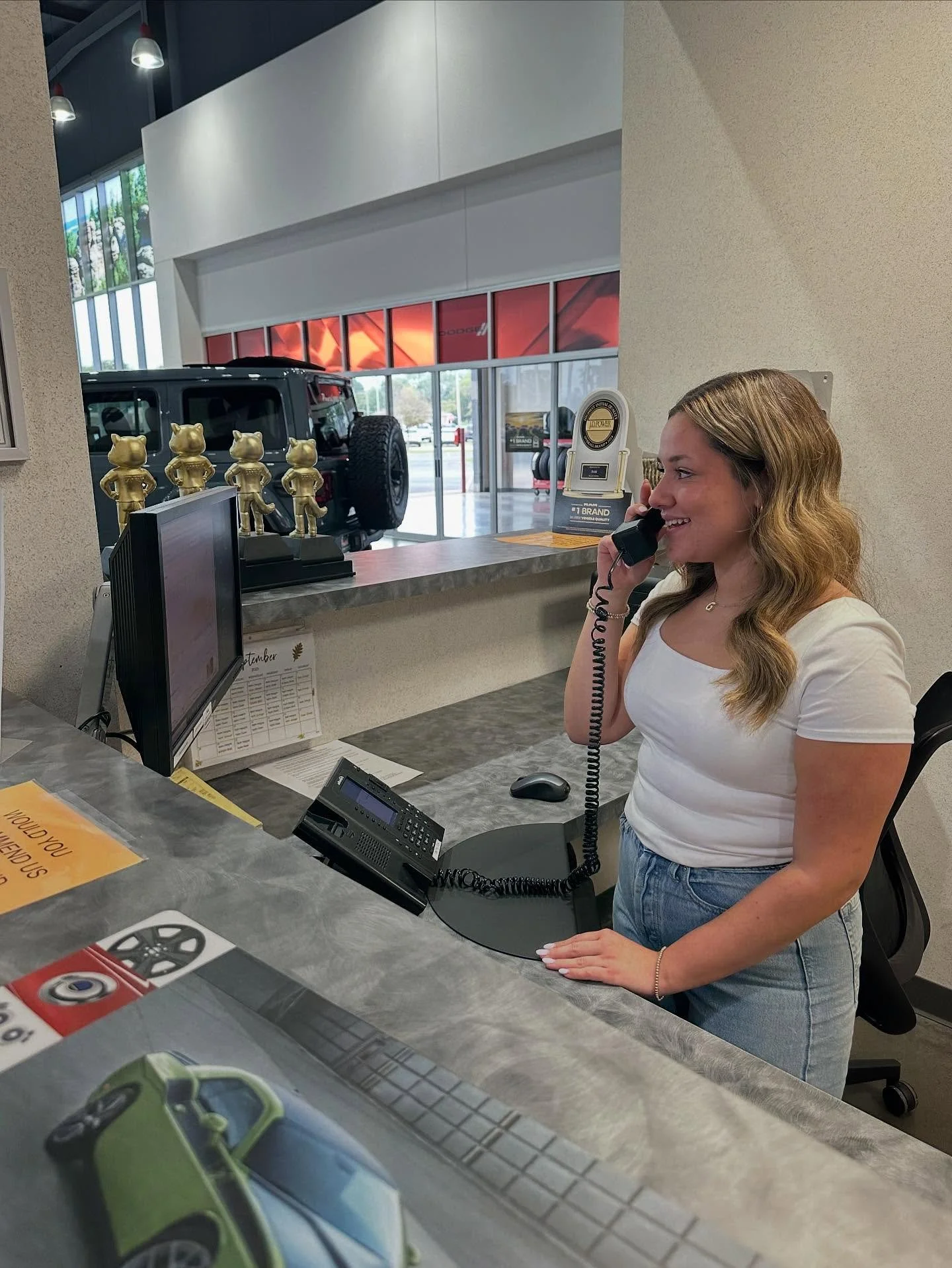 This week our new Work Based Learning class highlight is Gabi L. She currently works as Pearl Chrysler Dodge Jeep Ram here in Peotone as a part time secretary. Gabi is in charge of answering phones and directing them to the right department, organizi