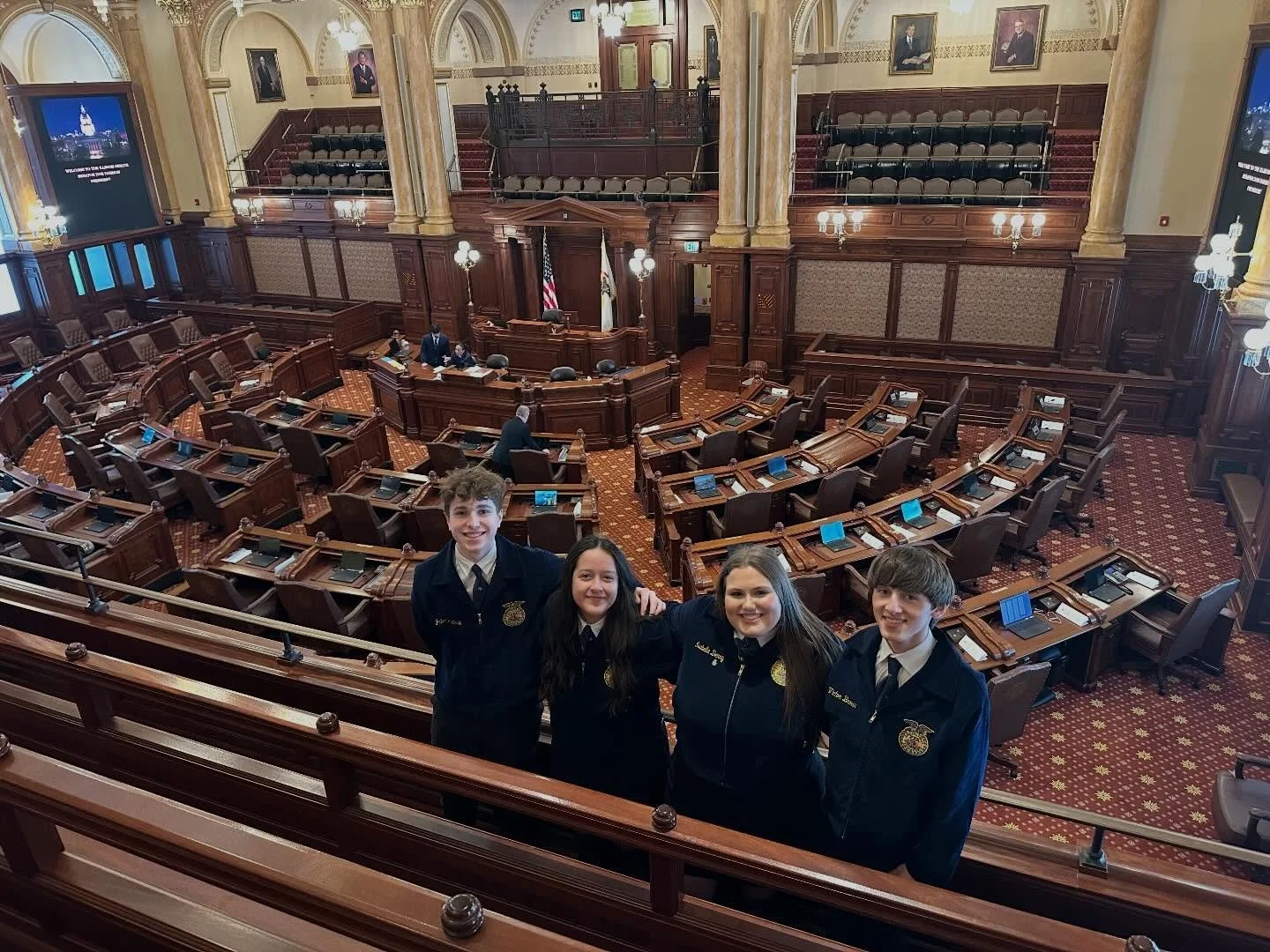 Today four of our members were able to go to the state capital for Ag Legislative Day and advocate for the Ag Ed Line Item which helps fund Ag Education and FFA in Illinois. 

It was a fun and fast paced day seeing and talking to many representatives