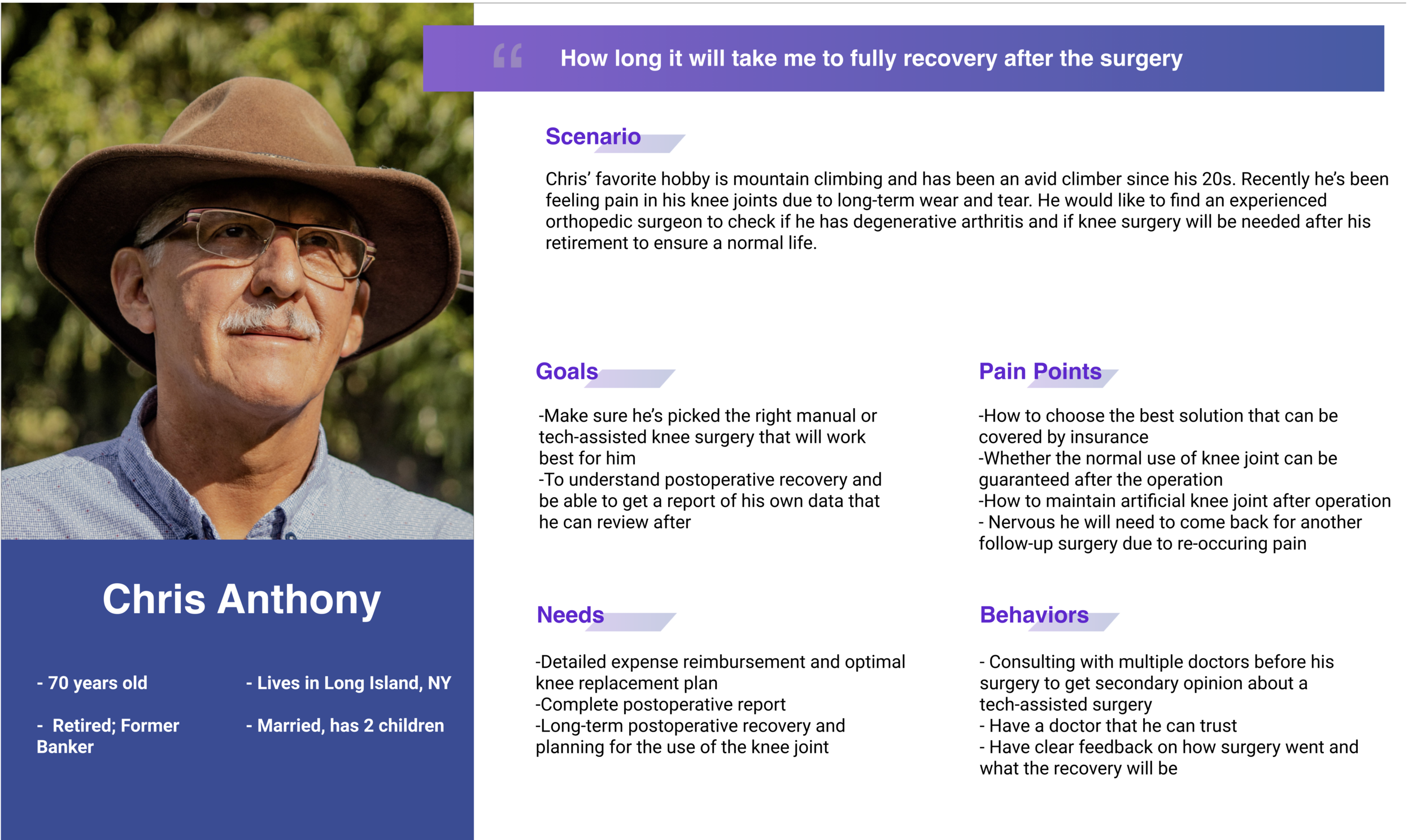 Persona 4: A patient receiving knee surgery