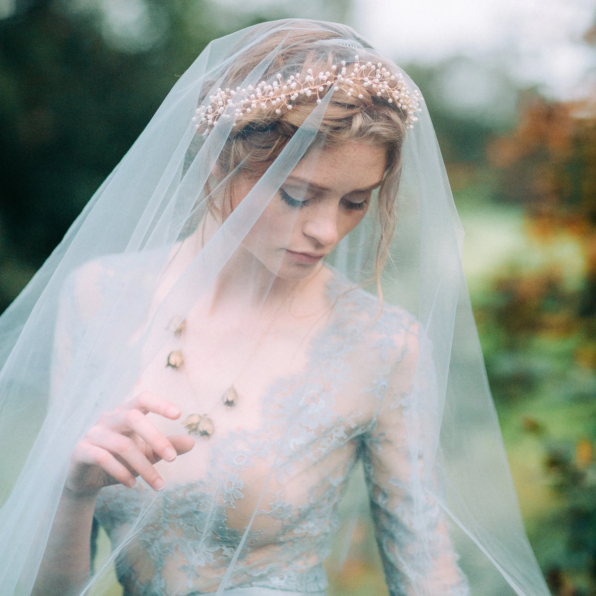 Ethereal bridal editorial photo by Petra Veikkola in Ireland.