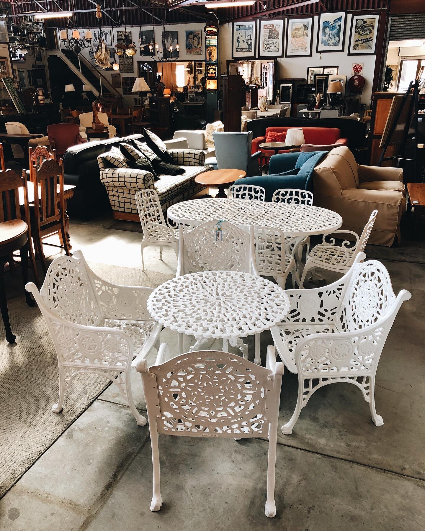 We&rsquo;ve got some really great outdoor furniture in the shop at the moment, like these two good-condition, cast iron sets:

4x Falkirk Cast Iron Chairs with Table
Price: R9500 (set)
Diameter: 800mm
Height: 680mm

6x Seater Cast Iron Patio Set
Pric