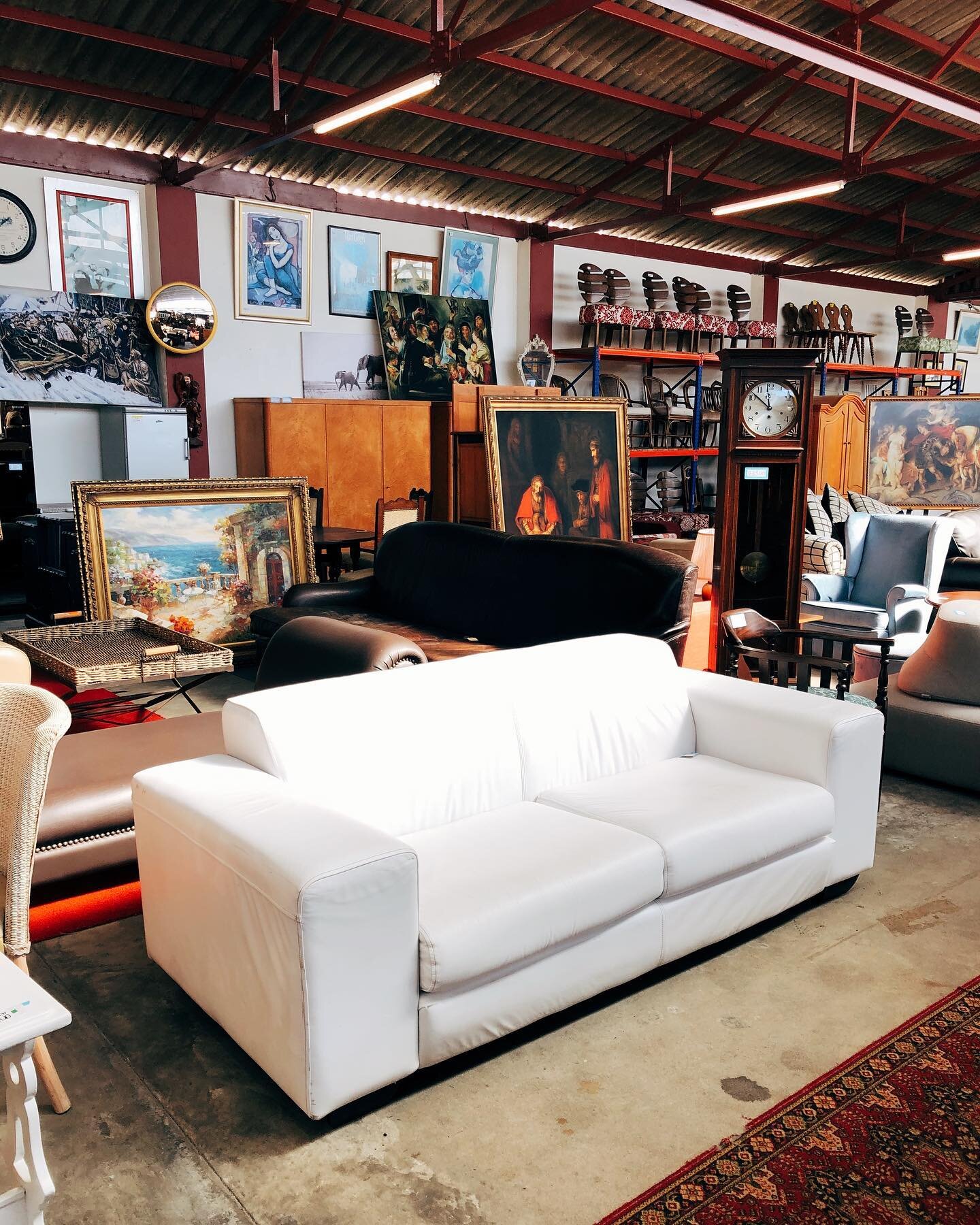 We have some really great leather couches in the shop at the moment.

Stop by for a coffee &amp; a look from Monday - Friday, 9am - 5pm and Saturday, 9am - 1pm.

White 2 Seater Leather Couch
Price: R5950
Length: 2100mm
Depth: 940mm
Height: 780mm

3 S