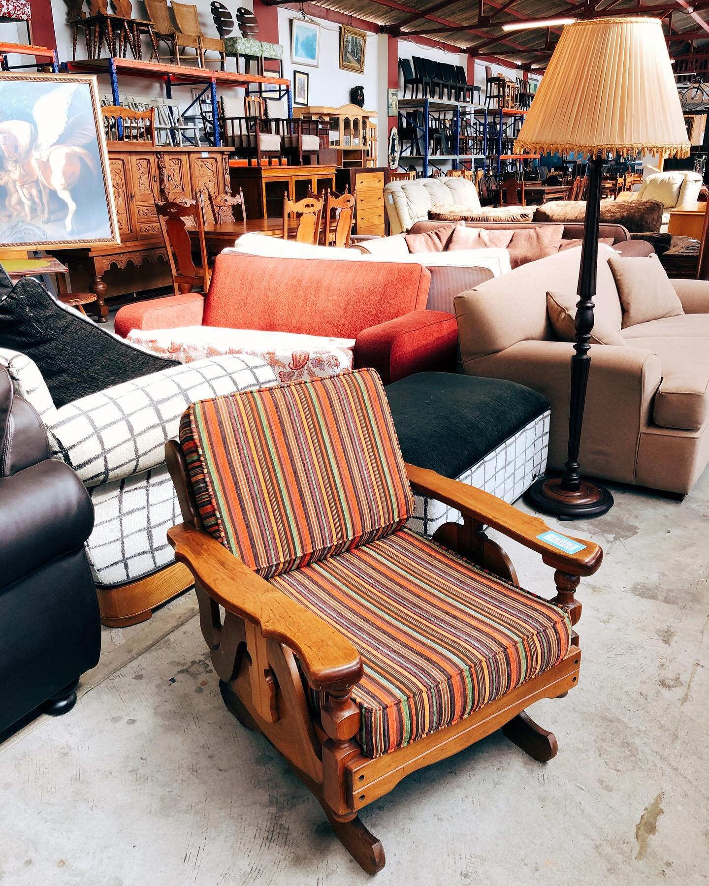 Be kind to your bones with a comfortable &amp; beautiful armchair for your home 😅👌

We&rsquo;ve got something for everyone, stop by this weekend for a coffee &amp; a browse. We close at 5pm on weekdays and 1pm on Saturdays.

Rocking Chair with stri