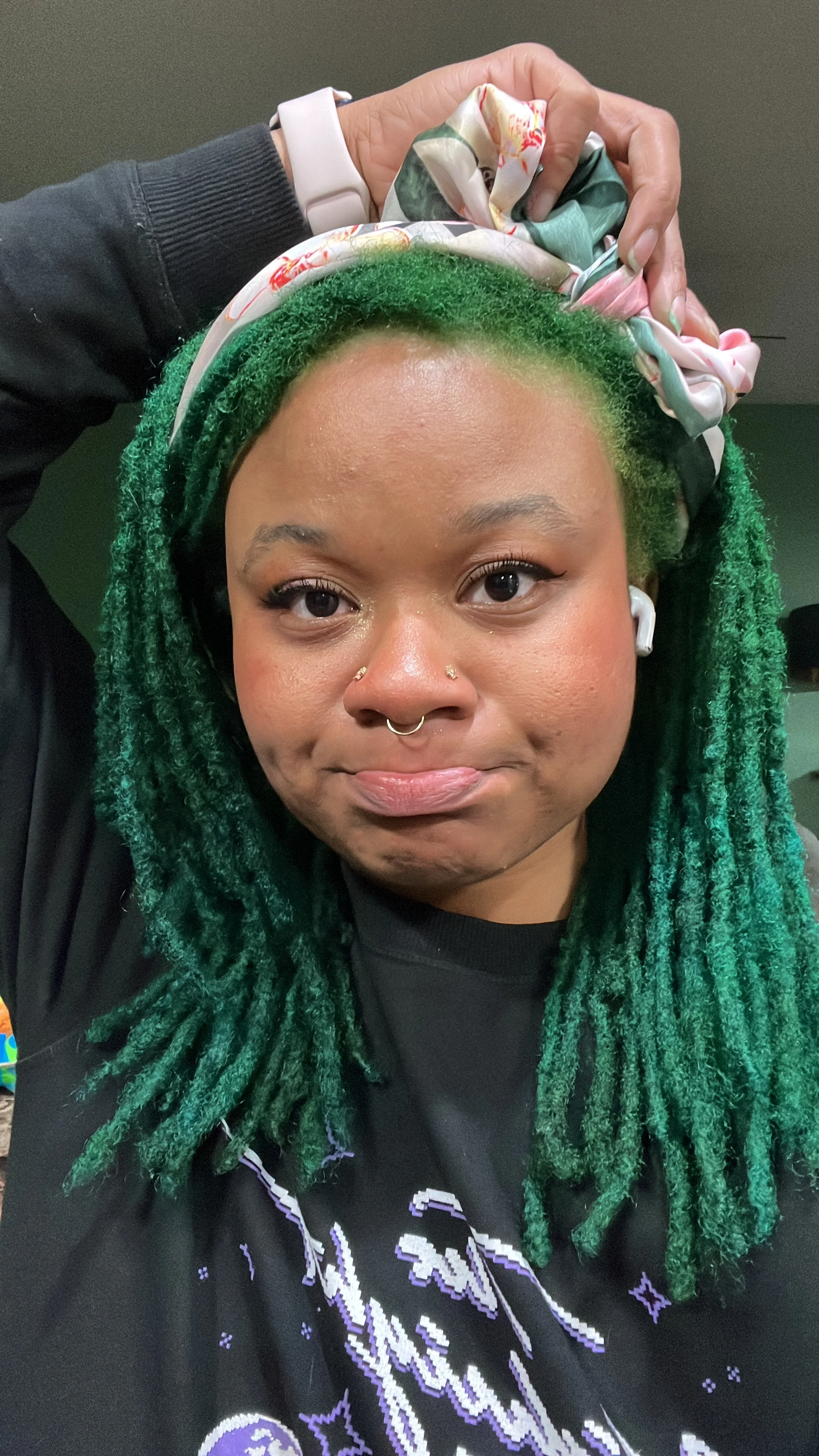 18. results of attempt two, too light at my roots, looks mossy to me