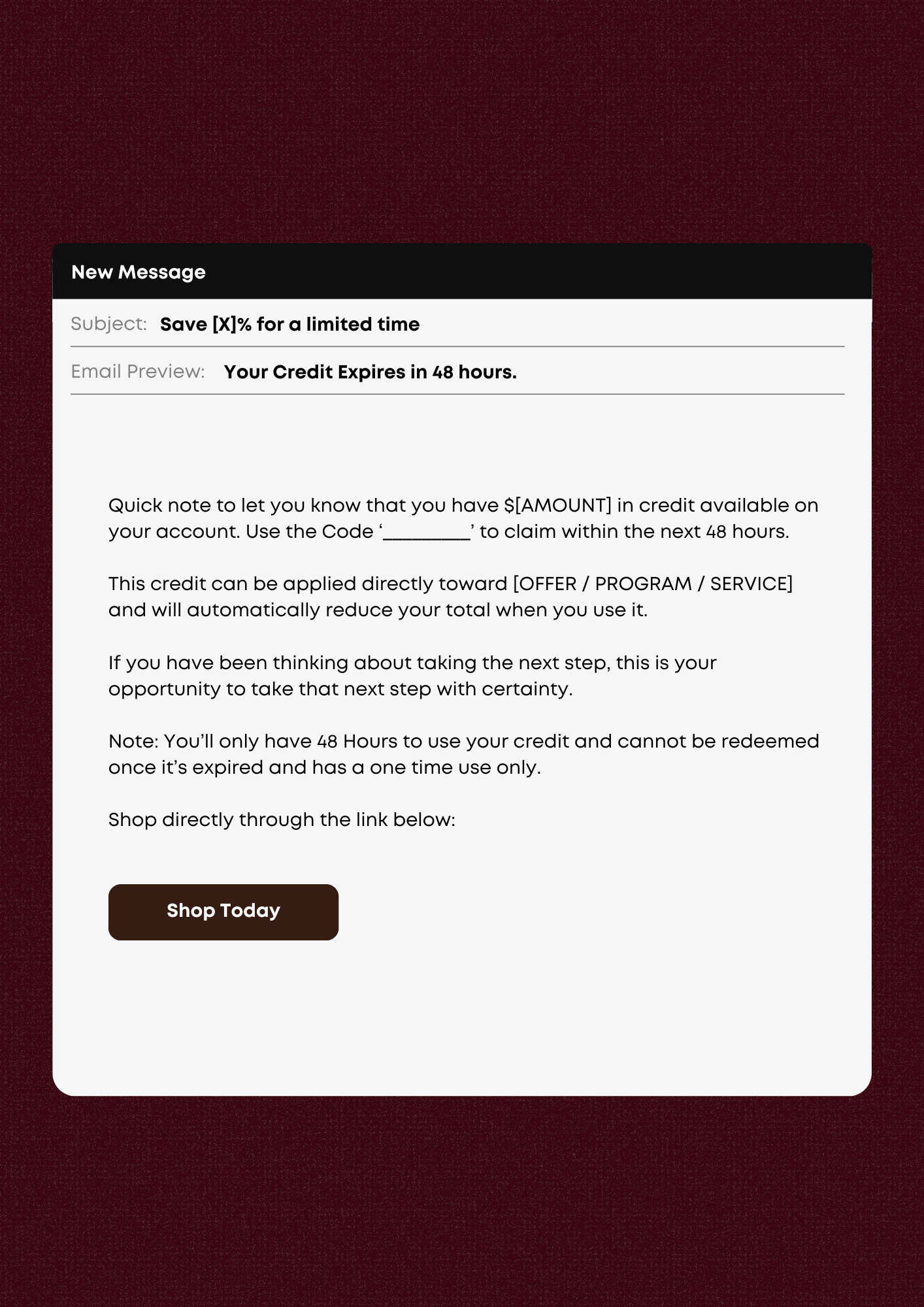 Promo: $[AMOUNT] credit added to your account