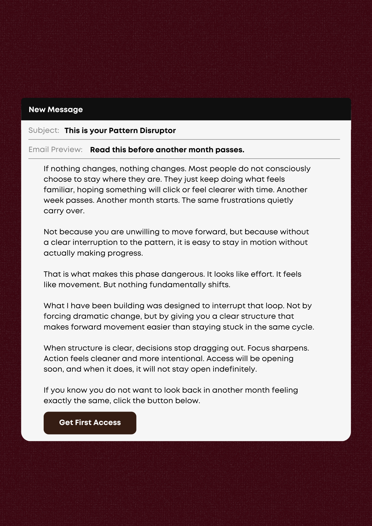 Prelaunch: This is your Pattern Disruptor