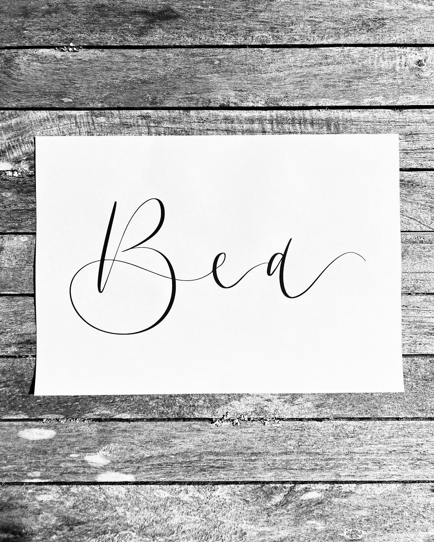 B E A 🐝 7.3.23
&bull;
One month of Bea, the reason for my silence on here over the past few weeks, and the only word I&rsquo;ve managed to write in calligraphy since signing off on maternity leave! 
&bull;
Looking forward to taking on more work in a