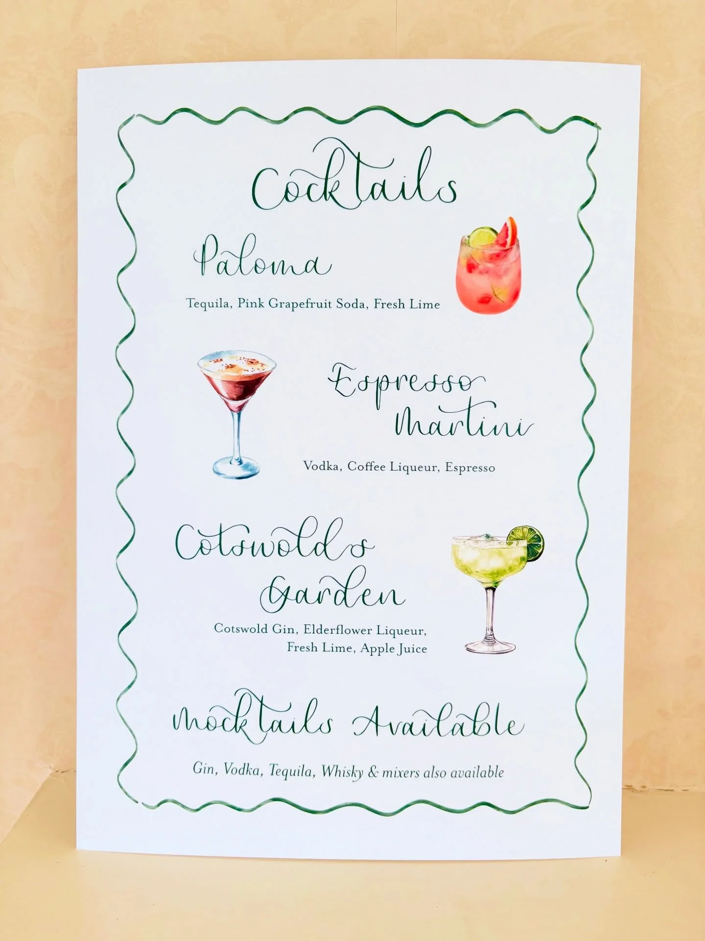 C O C K T A I L S 🍸 
&bull;
&bull;
#calligraphy #onthedaystationery #weddingstationery