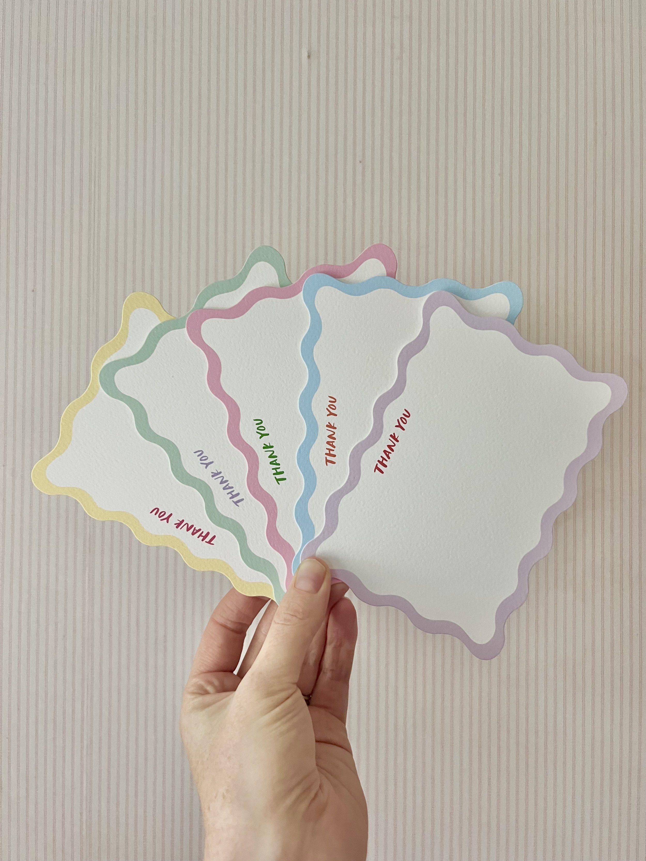 Wavy Edge Thank You Notecards