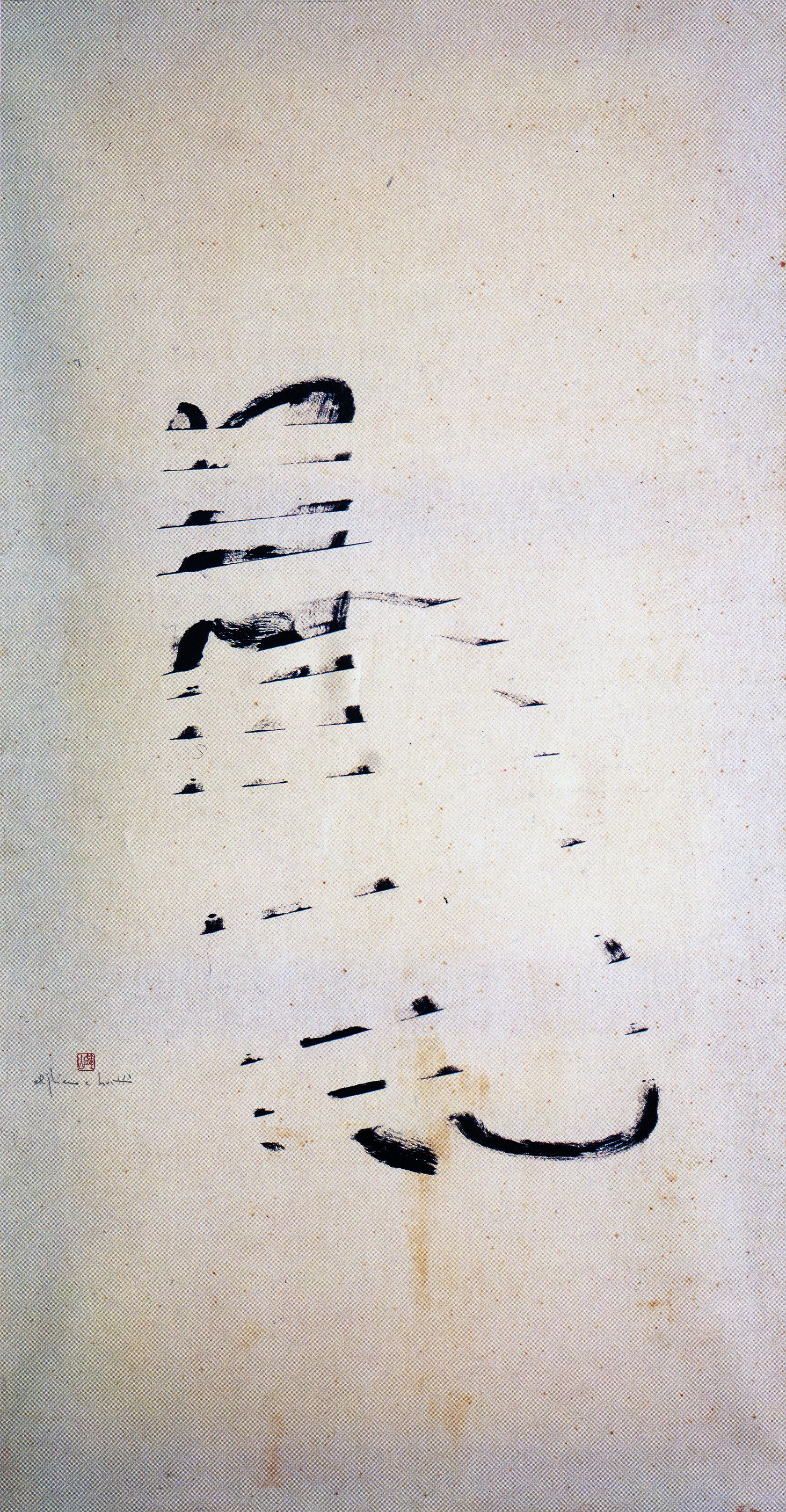 Vento, 1985, inchiostro su carta intelata, 180 x 95 cm