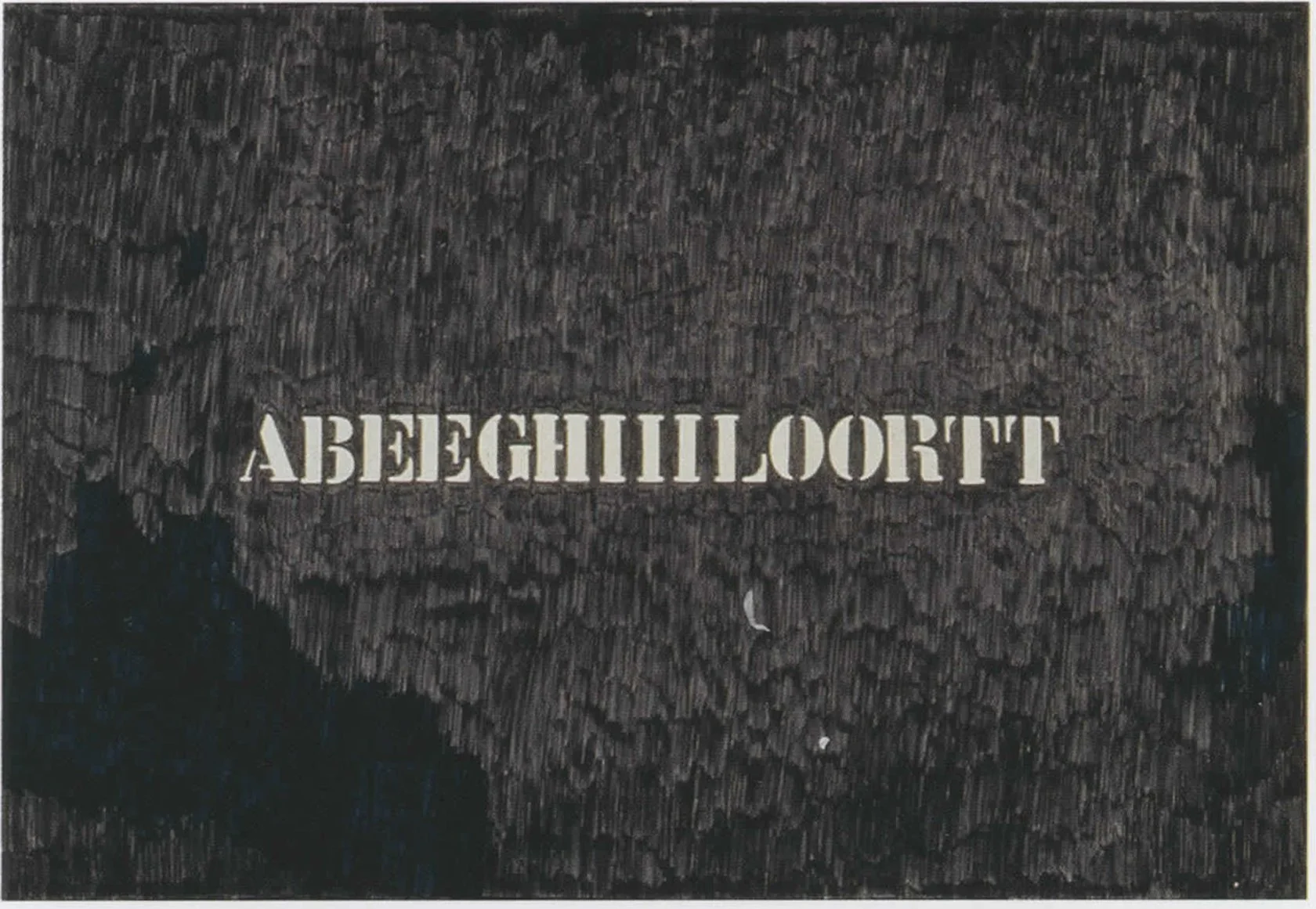 Cat. n. 396
ABEEGHIIILOORTT, 1972, penna biro blu su carta, 47,5 x 67 cm