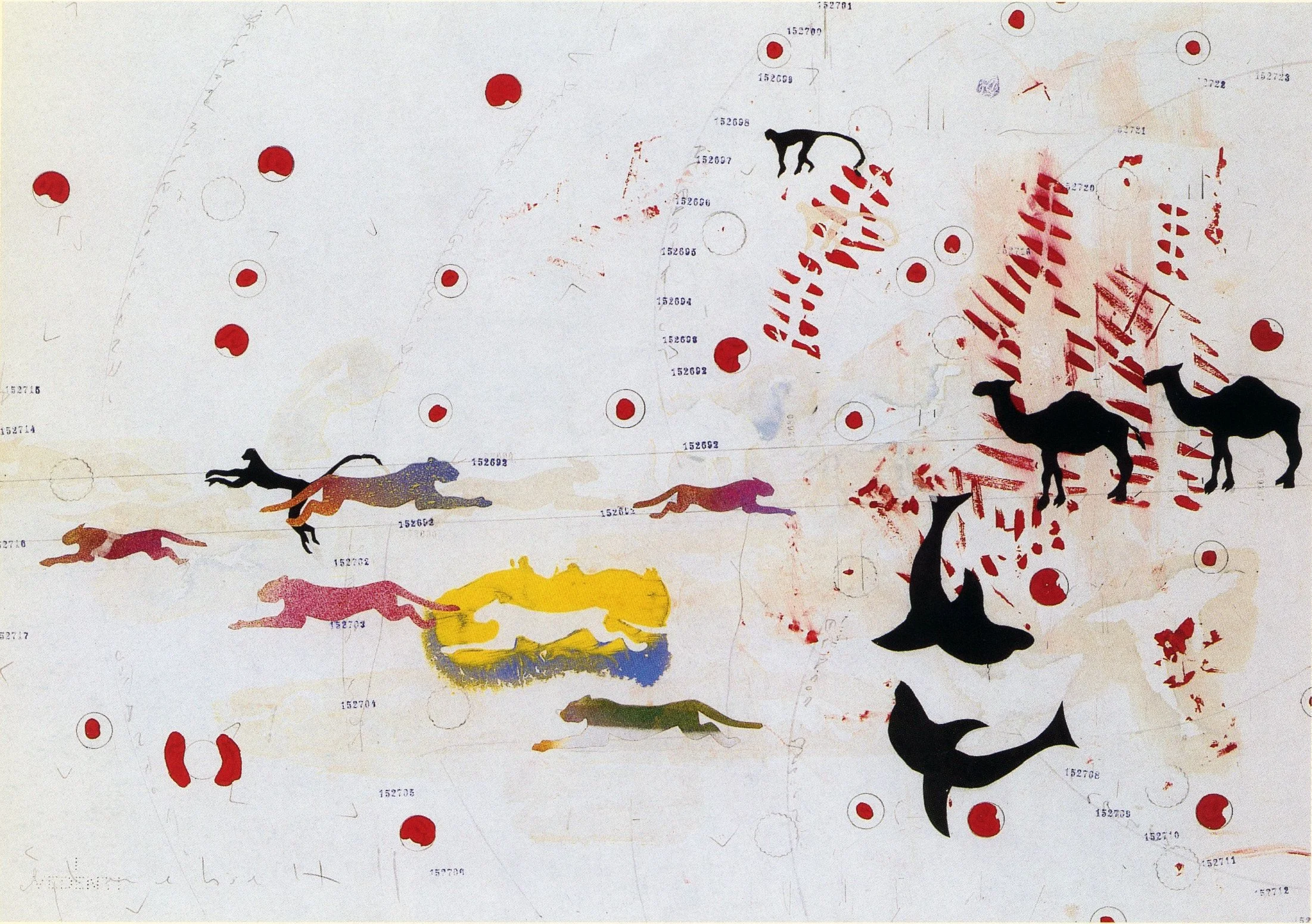    
Senza titolo (1985-1987), matita, inchiostro, guazzo e collage su carta intelata, 70 x 100 cm