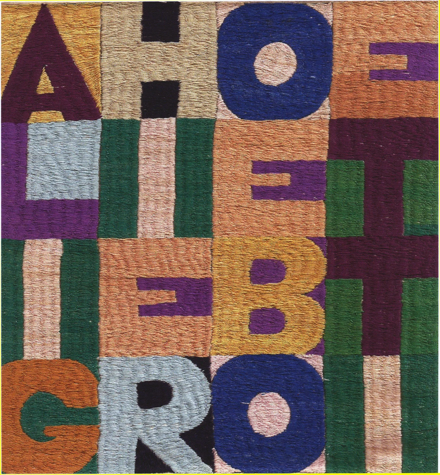 Cat. n. 1189  
Alighiero e Boetti, 1979,  ricamo su tessuto, 22 x 22 cm