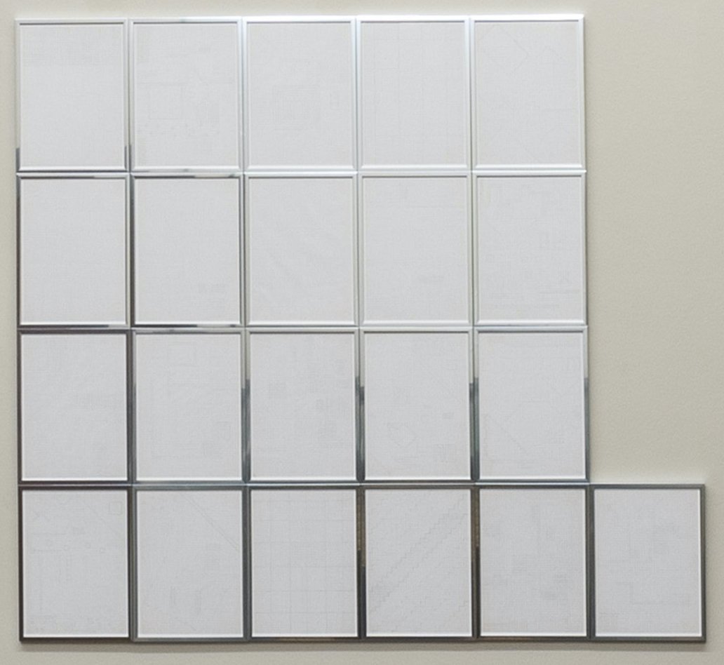 Cimento dell'armonia e dell'invenzione, 1969, matita su carta quadrettata, ventuno elementi, 118,8 × 126 cm