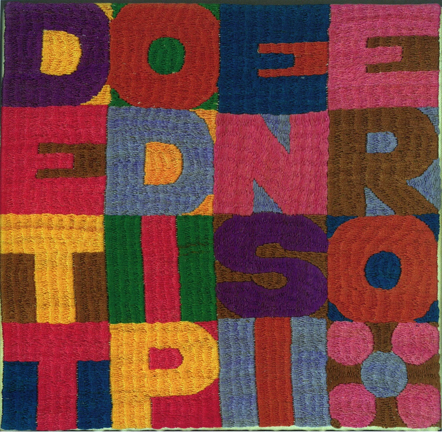 Cat. n. 2394  
Detto di pensiero, 1987, ricamo su tessuto, 17 x 17,5 cm